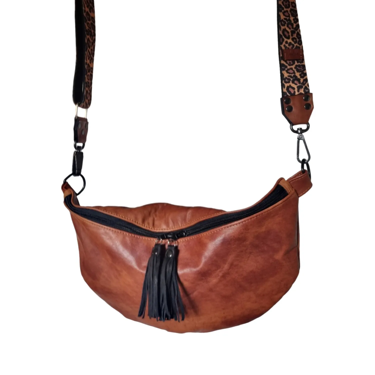 Julia Stray bumbag mørk brun skinn messing