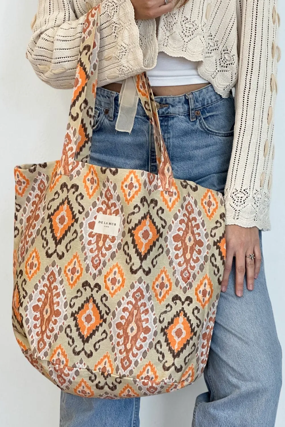 De La Mur Ikat shopper stor oransje 51x37 cm