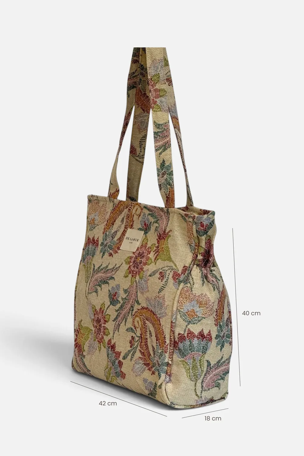 De La Mur Color Grande shopper blomstret beige 42 cm