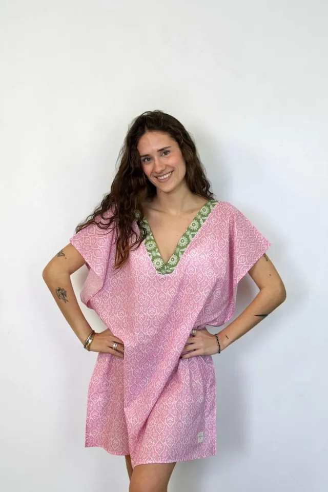 De La Mur Dula kaftan rosa blomstret