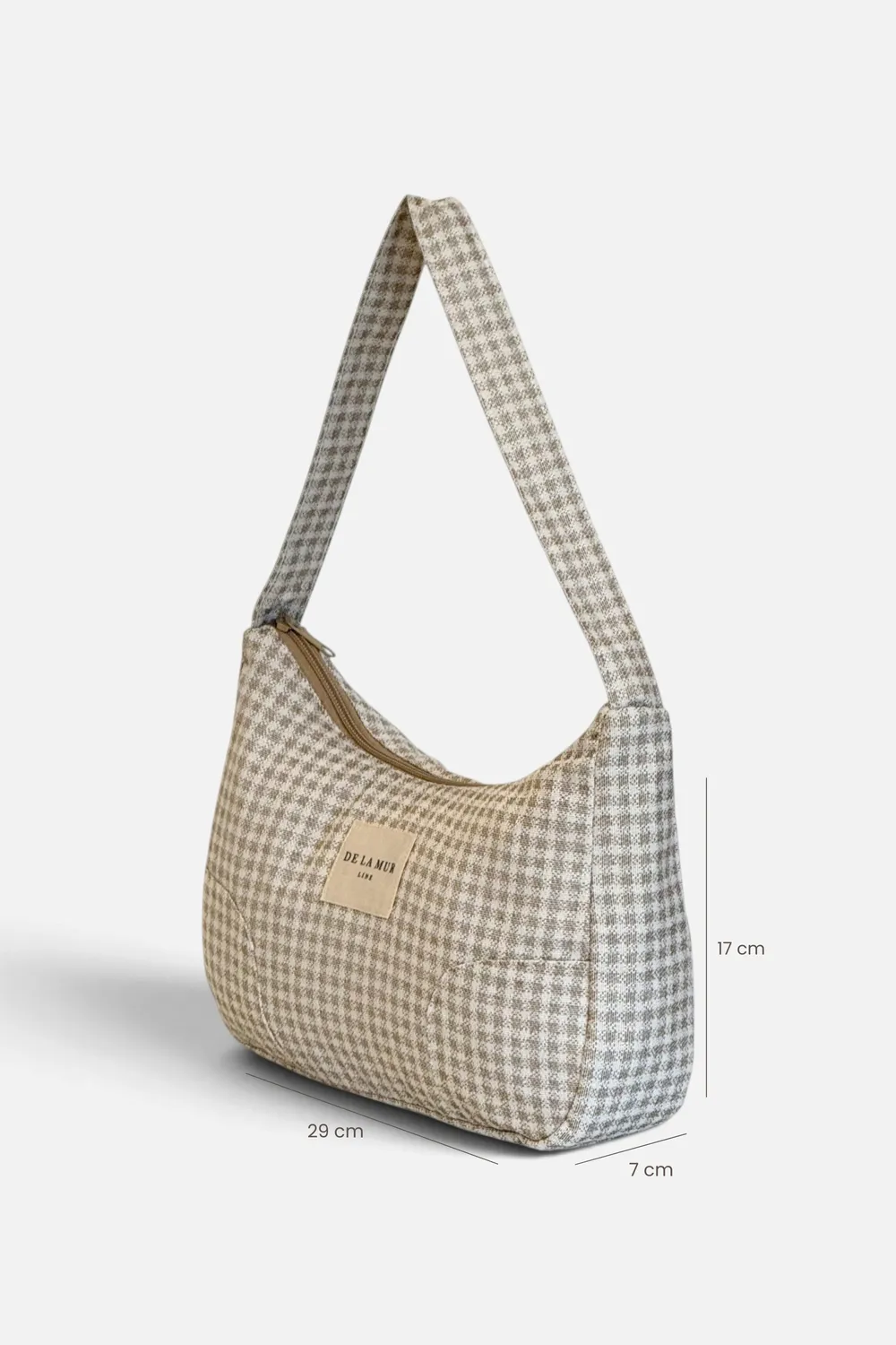 De La Mur Vison skulderveske beige rutete 29x17