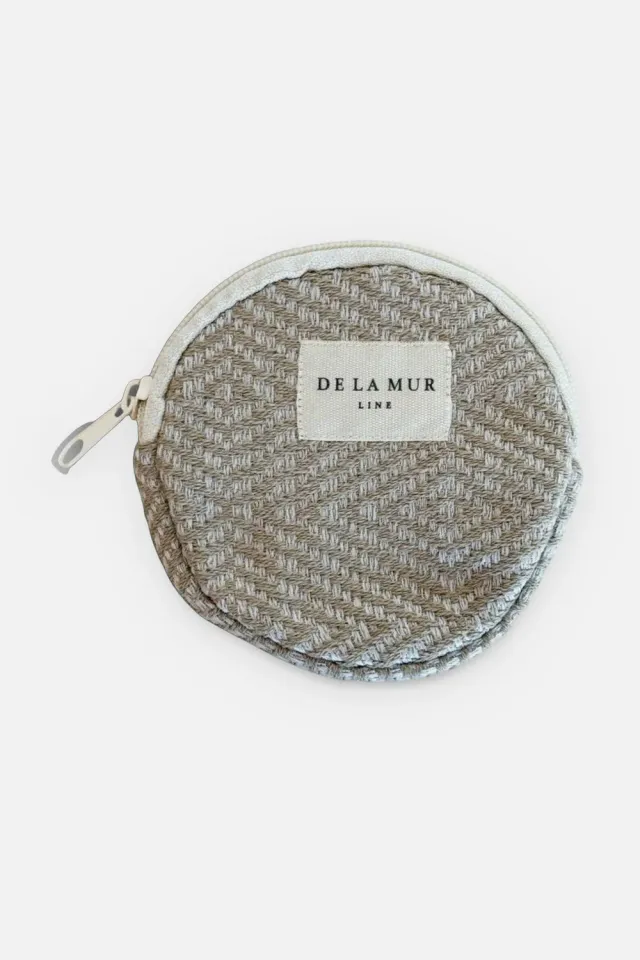 De La Mur Arena myntpung rund beige 10,5 cm jacquard