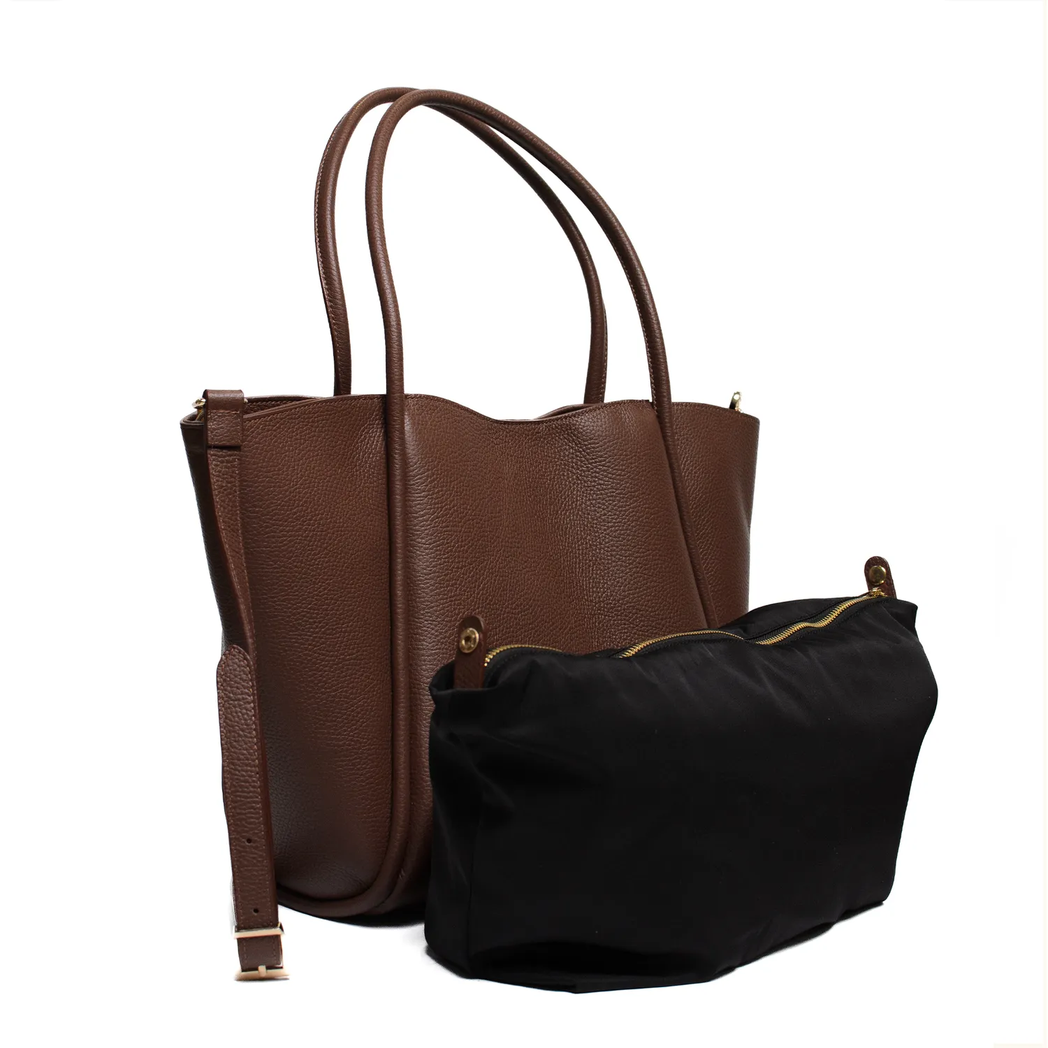 Latalia Florence XL shopper sjokoladebrun skinn