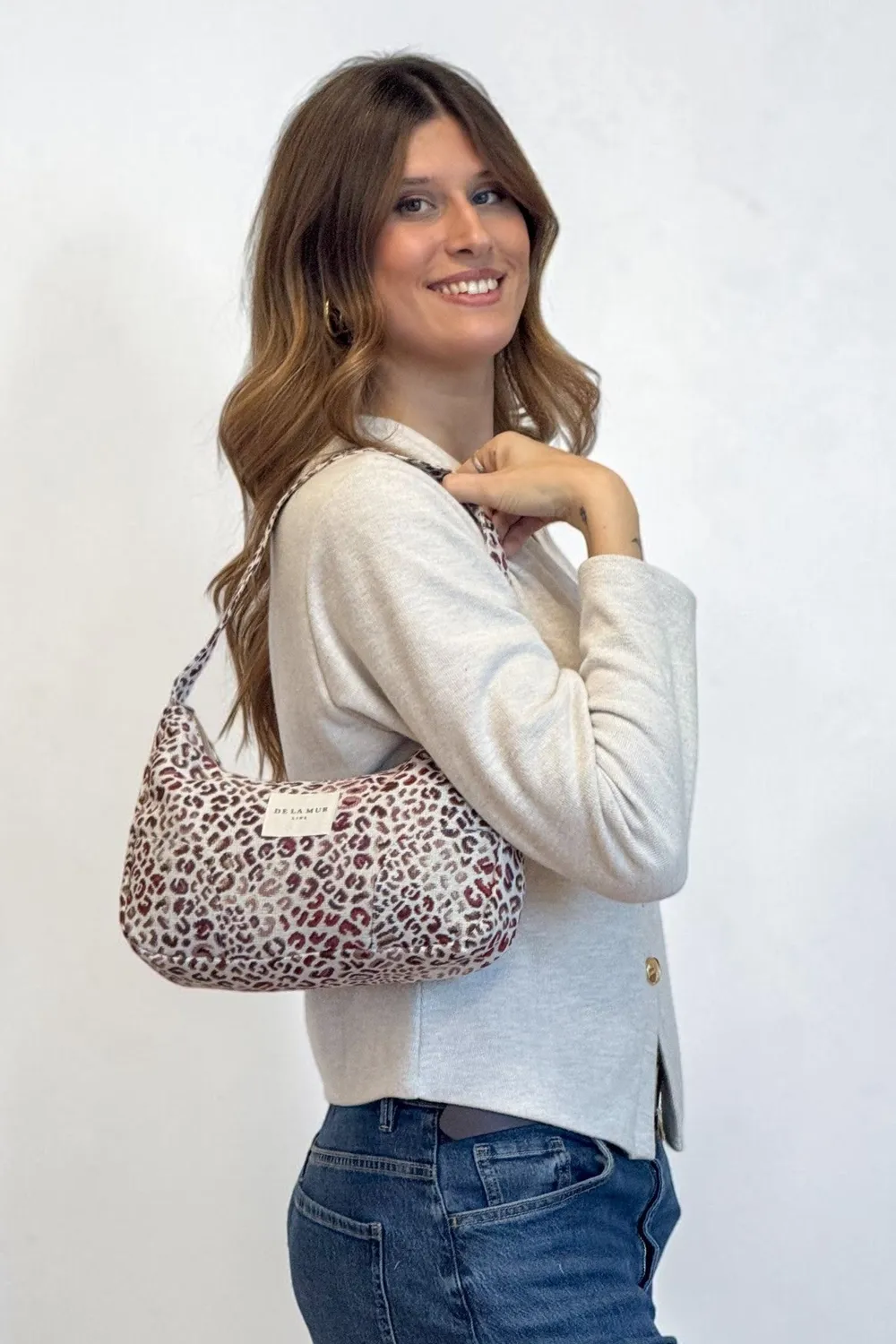 De La Mur Talco skulderveske leopard rosa 29x17 cm