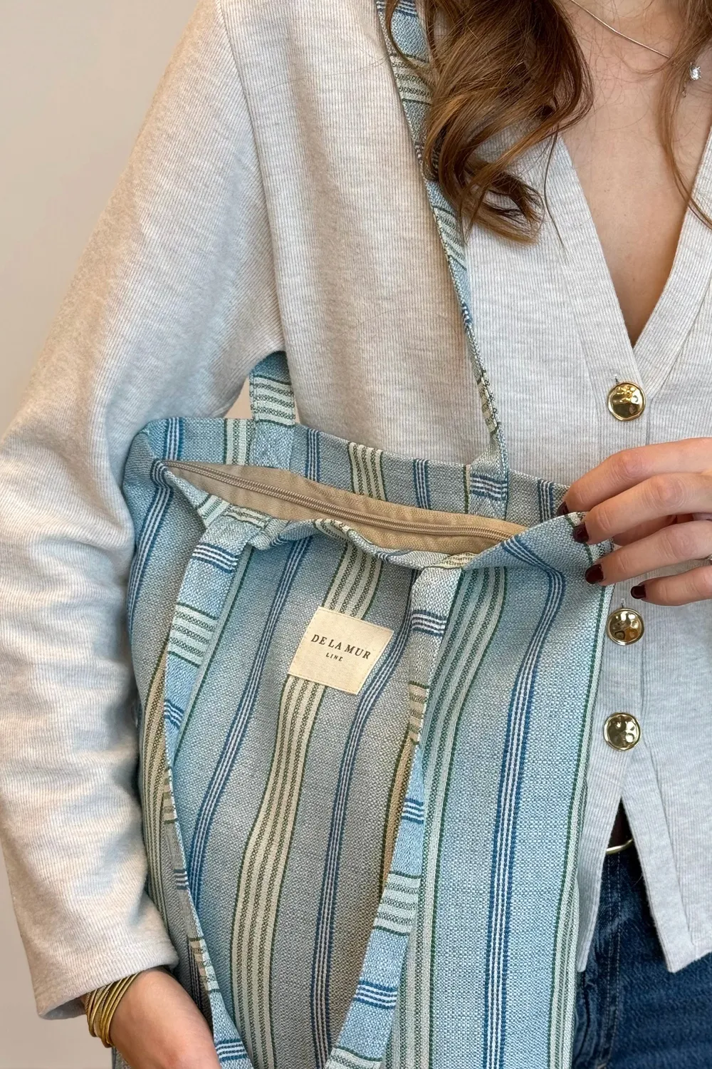 De La Mur Cata totebag blå grønn liten