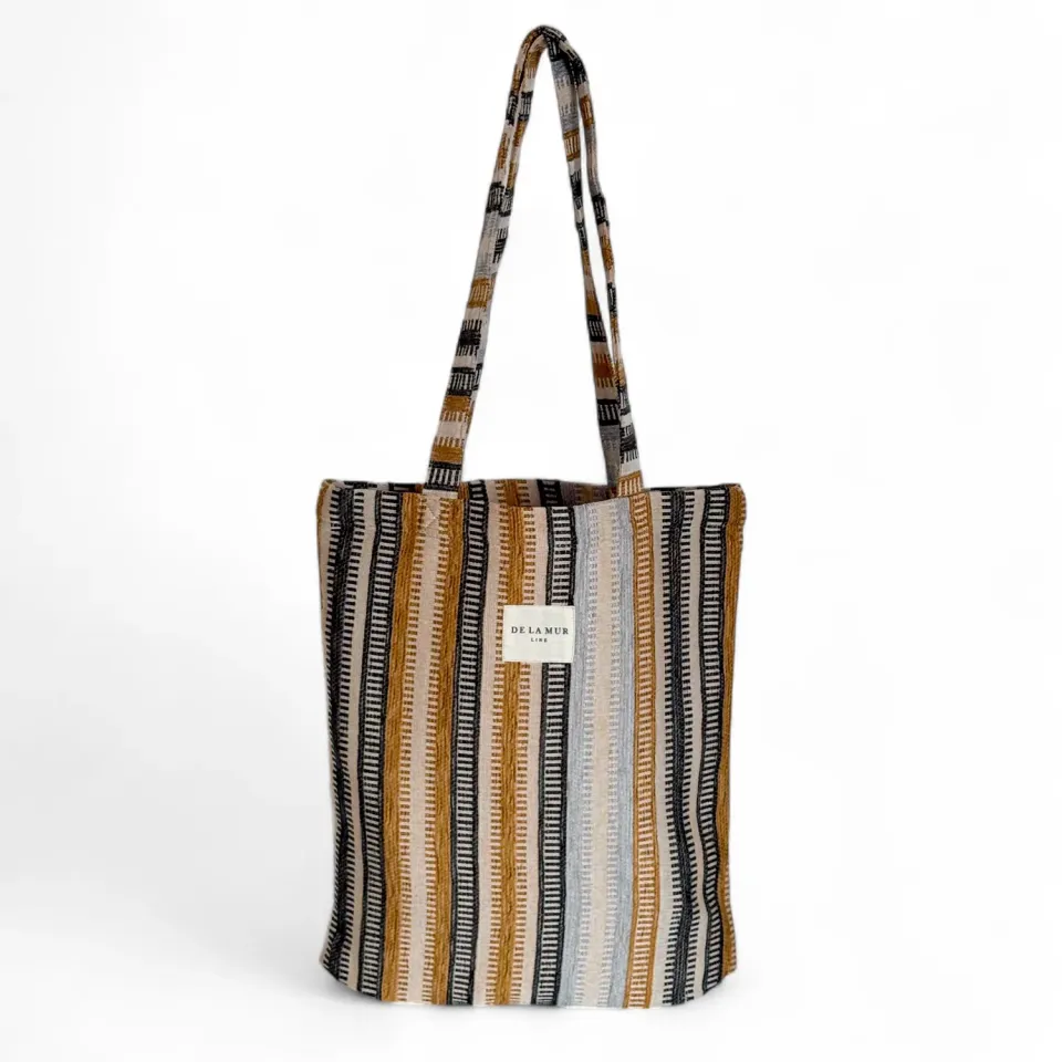 De La Mur Tron totebag sennep stripet liten