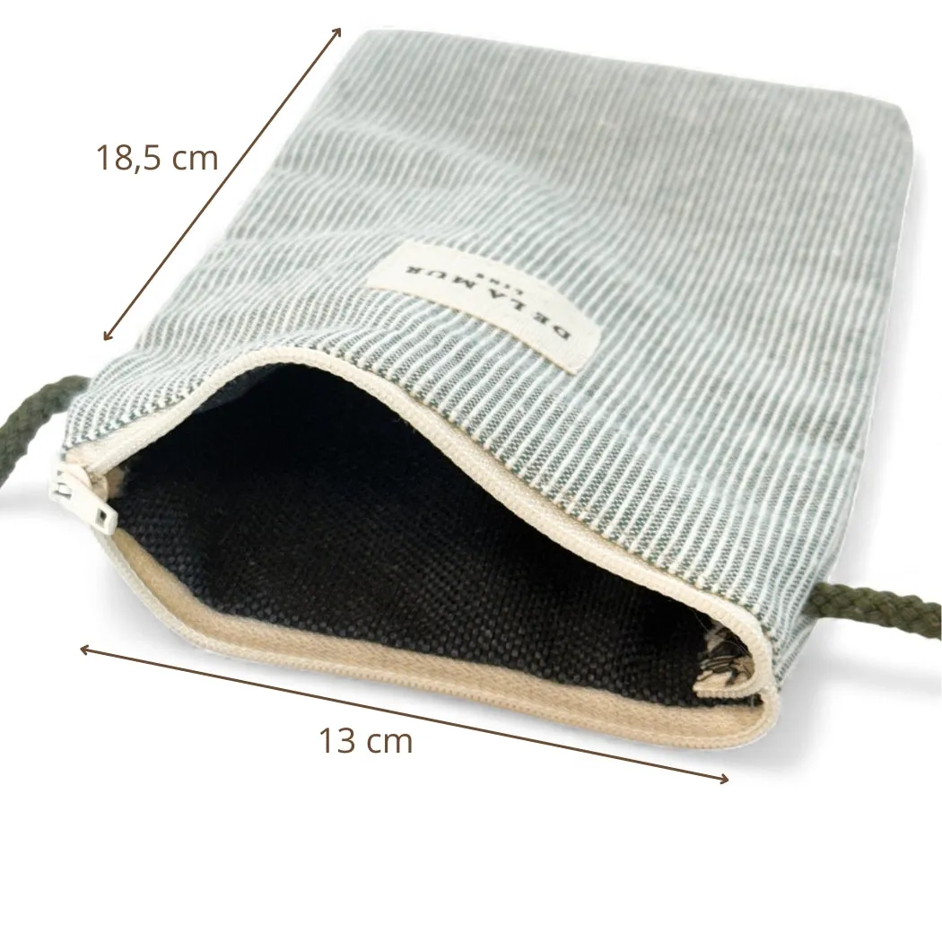 De La Mur Teo mobilveske grønn stripet 13 cm