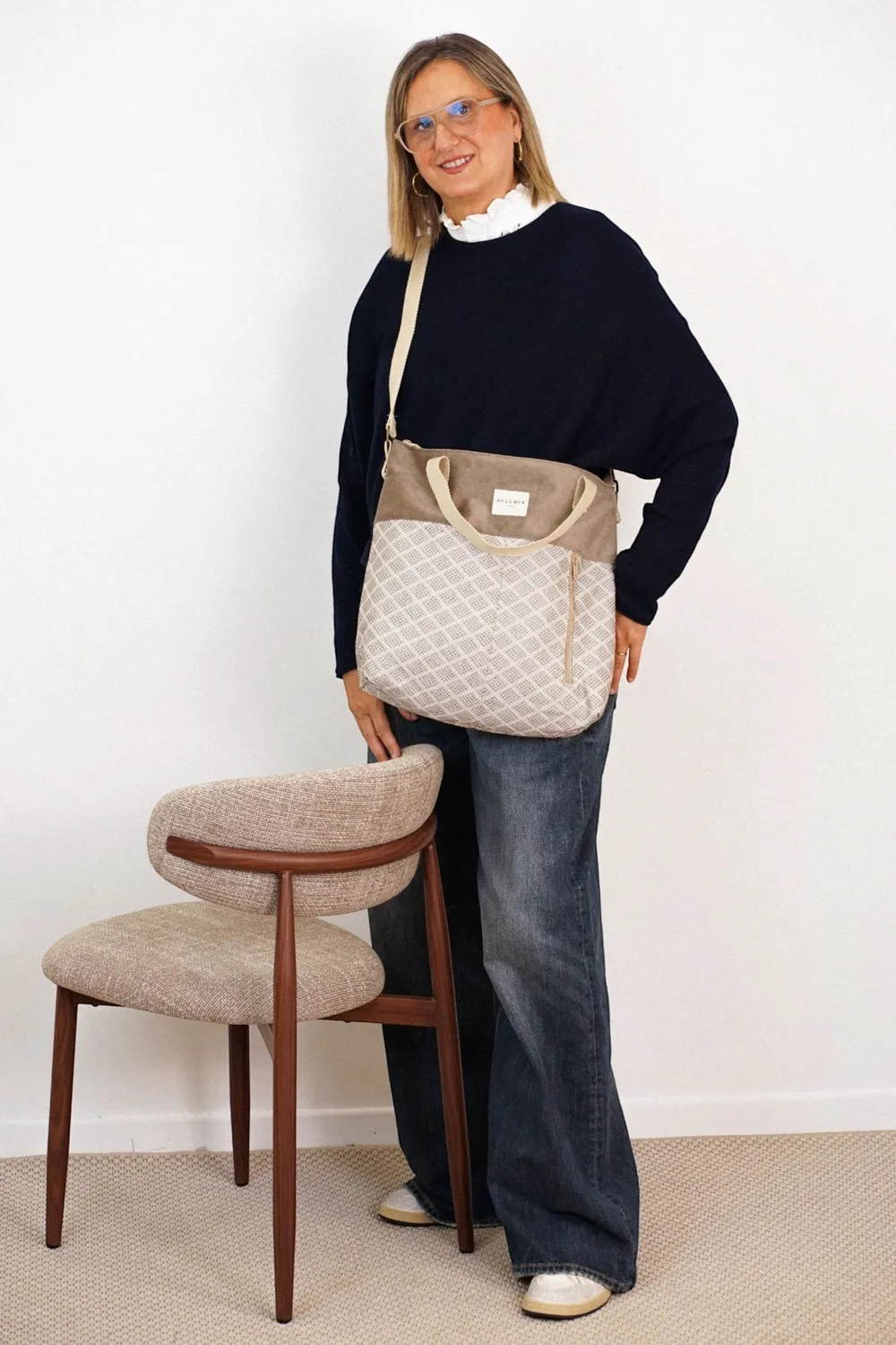 De La Mur Pant stor veske 43x40 grå beige