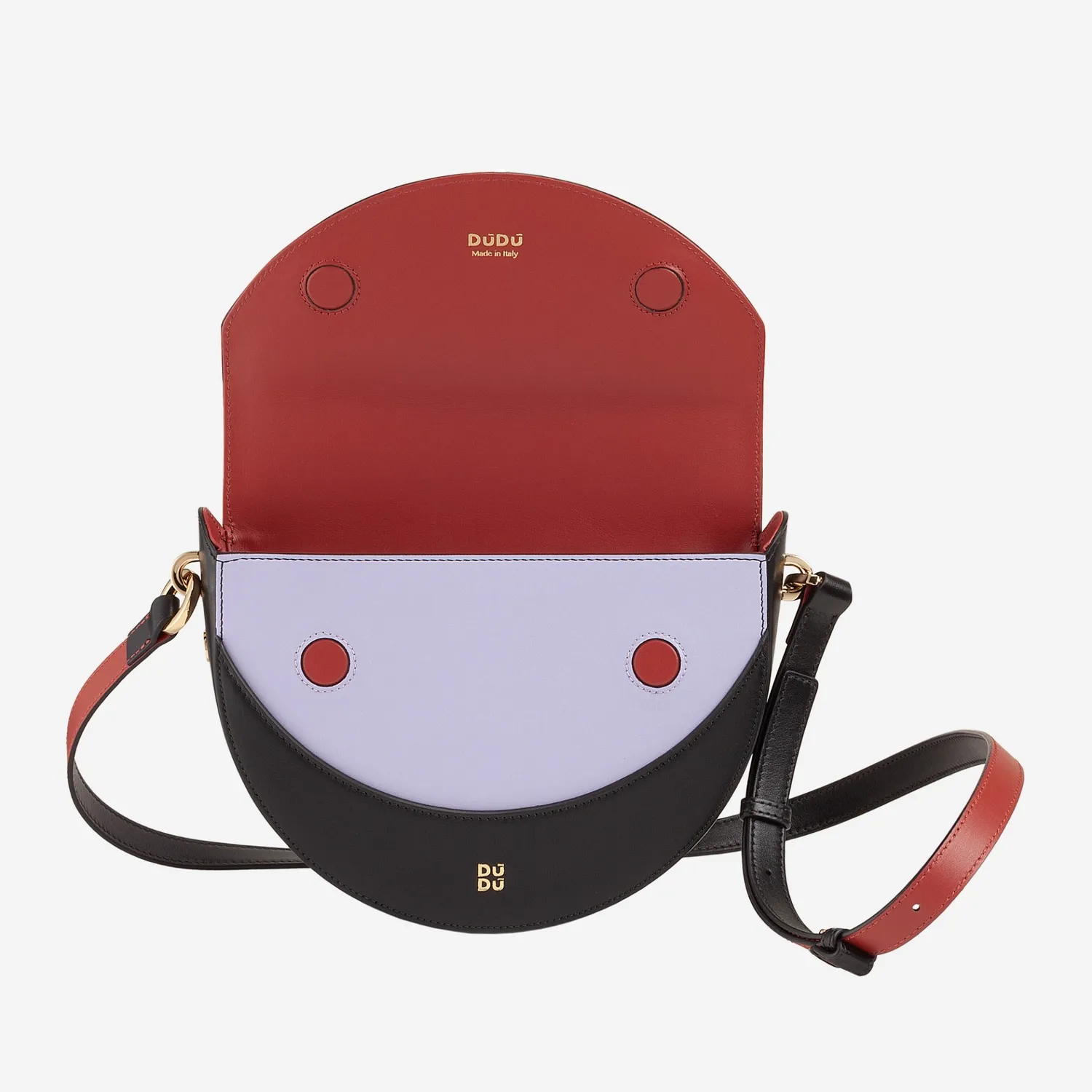 DuDubags Smile skulderveske svart – halvmåne skinn