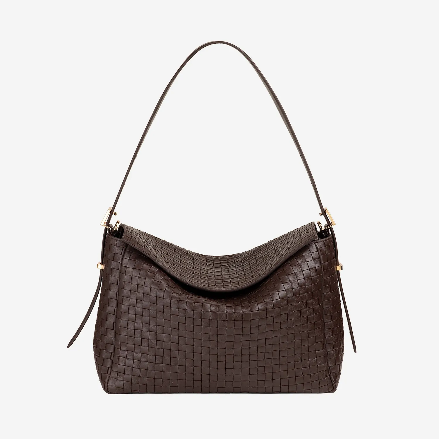DuDubags Scala skulderveske taupe flettet skinn