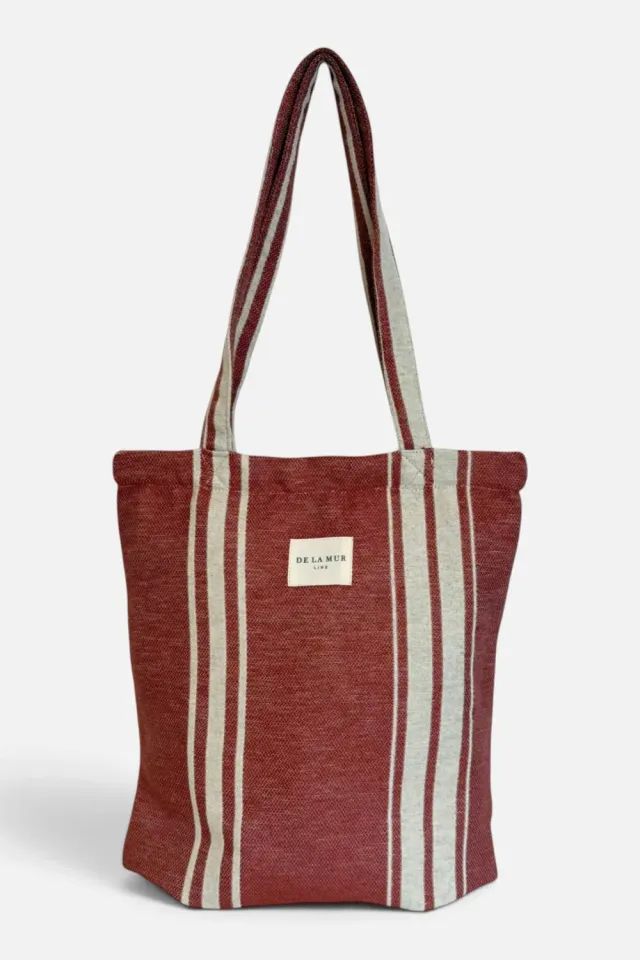 De La Mur Calido liten tote bag stripet terrakotta