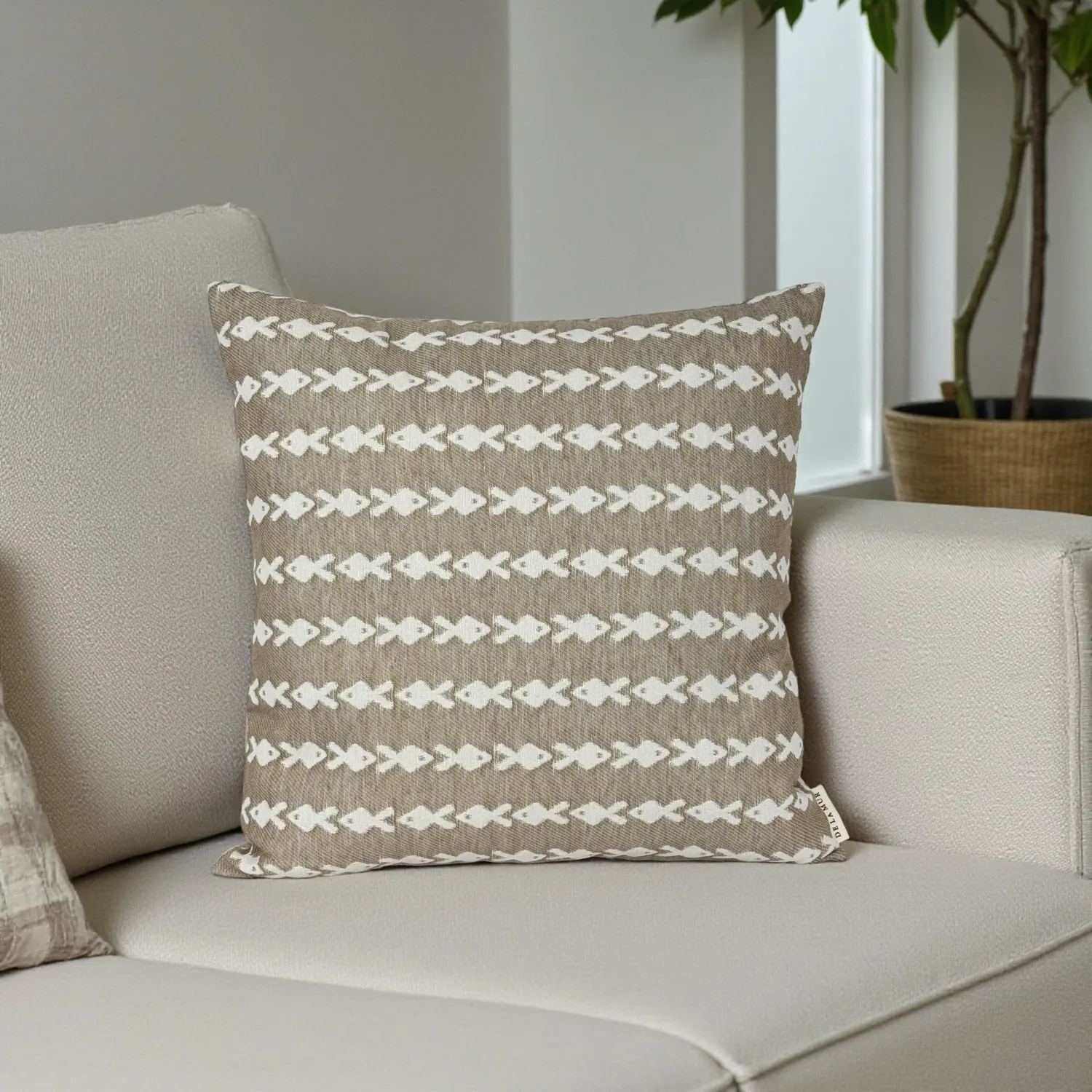De La Mur Pesc putetrekk 50x50 jacquard beige fisk