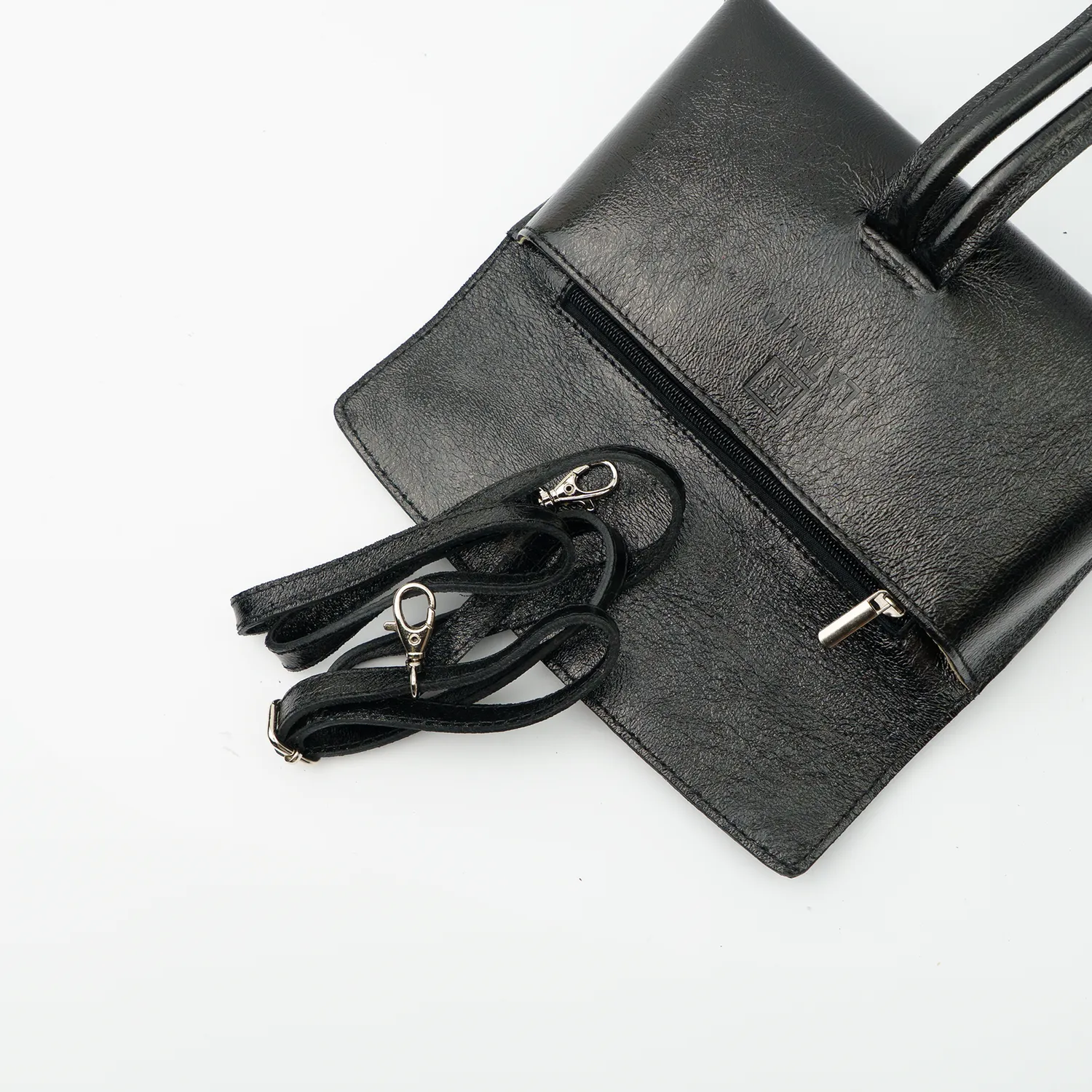 Latalia Barletta skinnveske svart shiny mini clutch