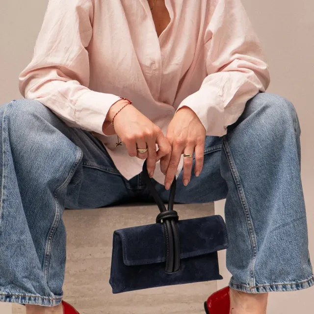 Latalia Barletta clutch mørkeblå mocka
