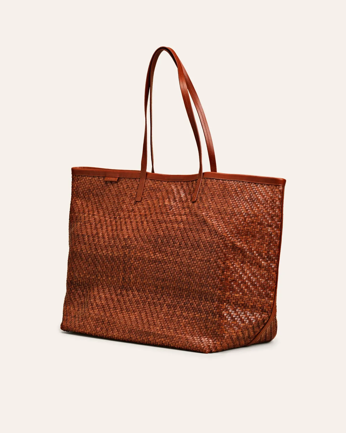 Calajade Isai XL Nutmeg Twill shopper brun flettet skinn