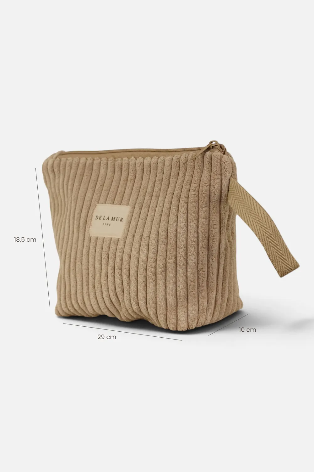 De La Mur Moka stor toalettmappe beige kordfløyel