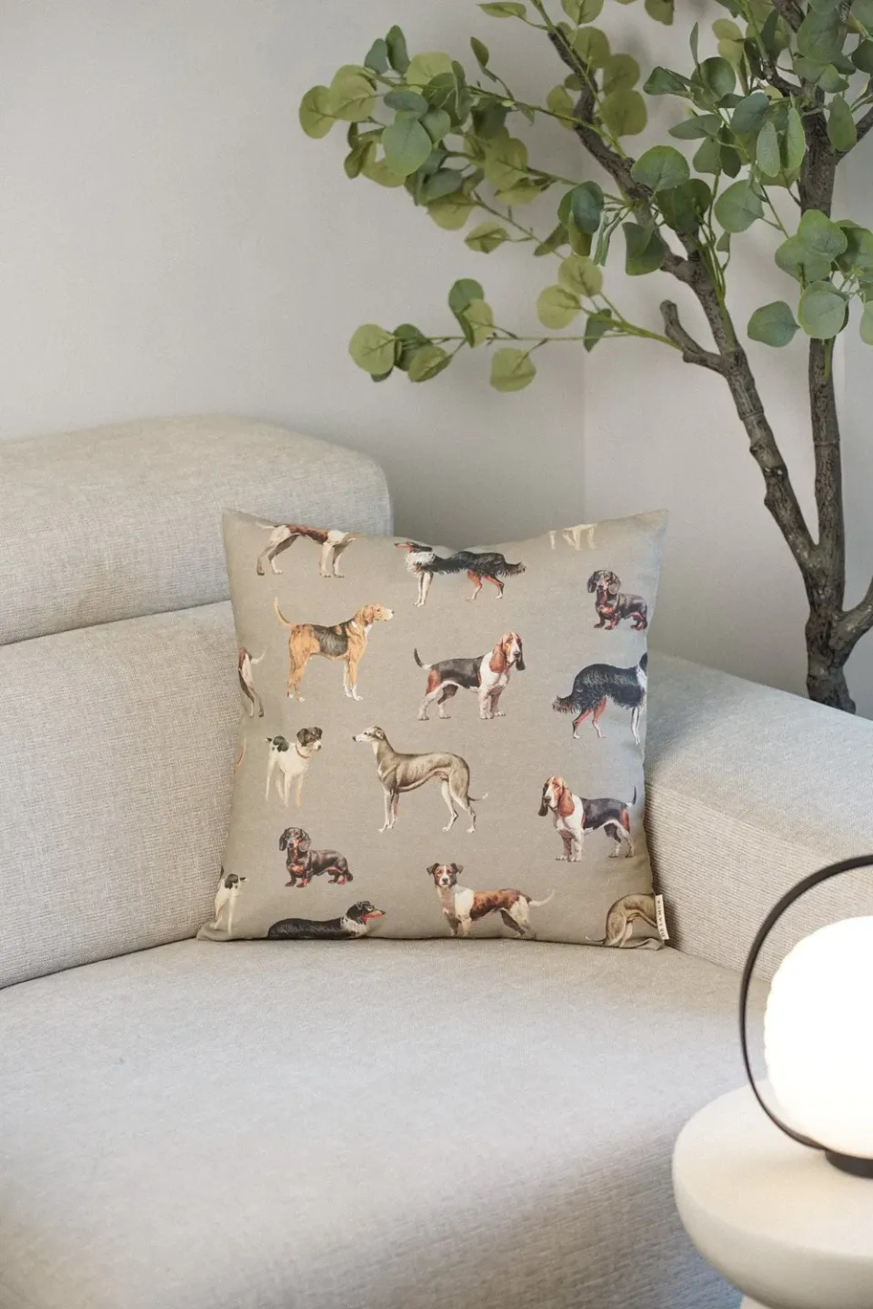 De La Mur Dog putetrekk 45x45 beige hund