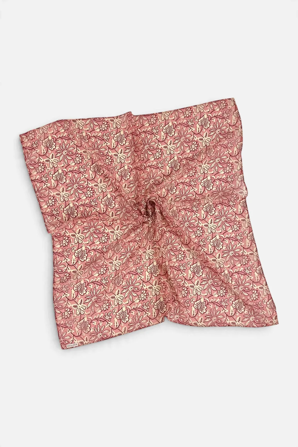 De La Mur Came skjerf 70x70 rosa blomster chiffon