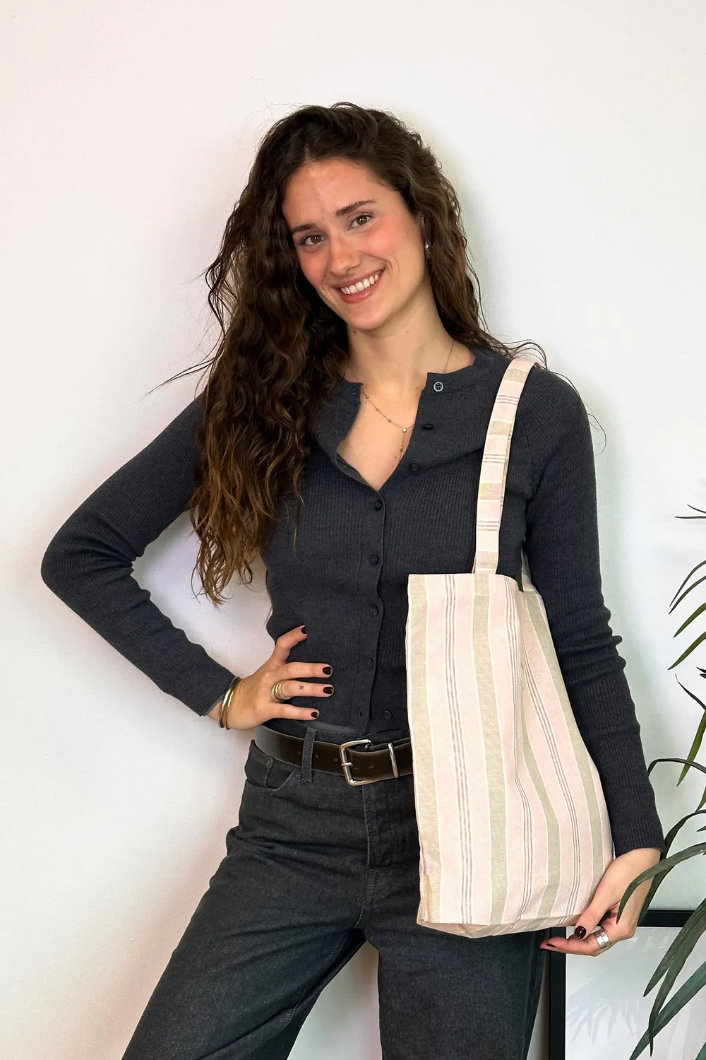 De La Mur Rosa totebag 34x37 stripet