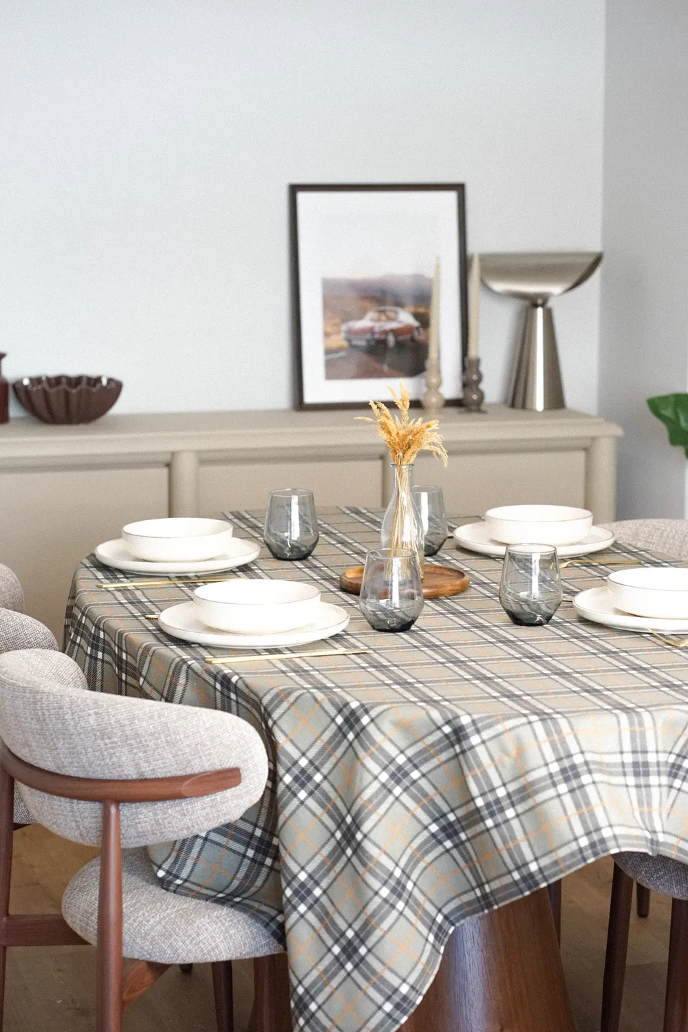 De La Mur Mantel Sete duk 150x150 rutete grønn