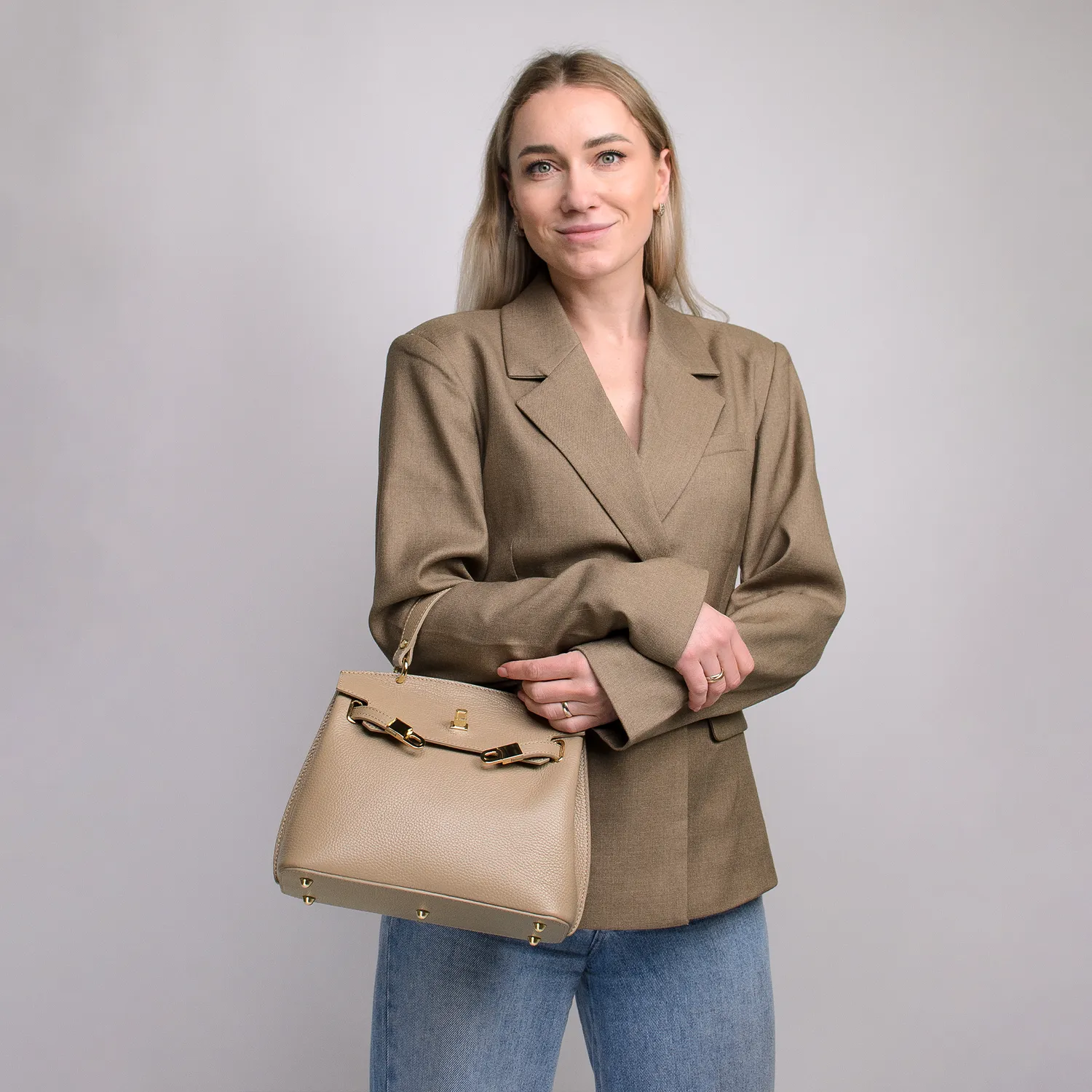 Latalia Rivoli håndveske skinn lys taupe