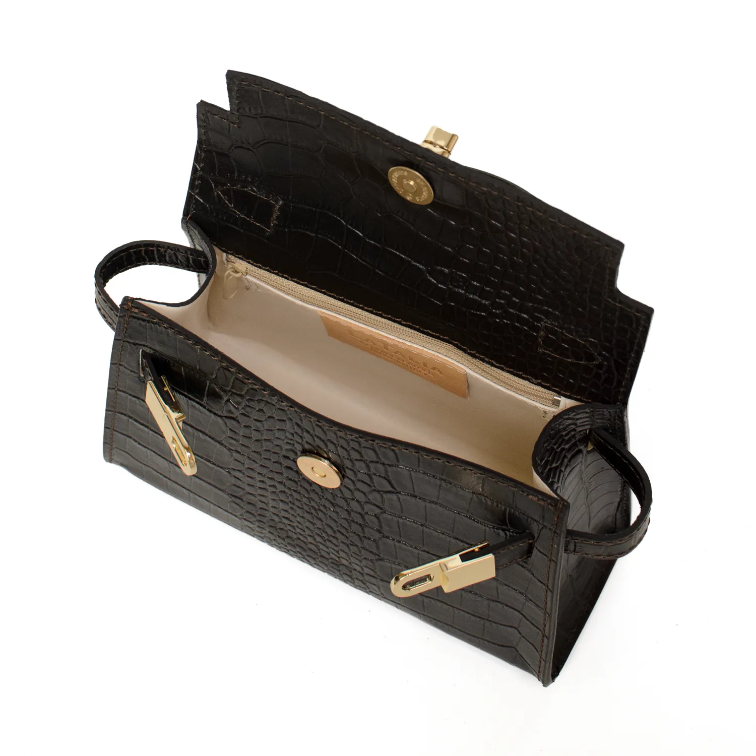 Latalia Trento Croco skinnveske mørkebrun croco