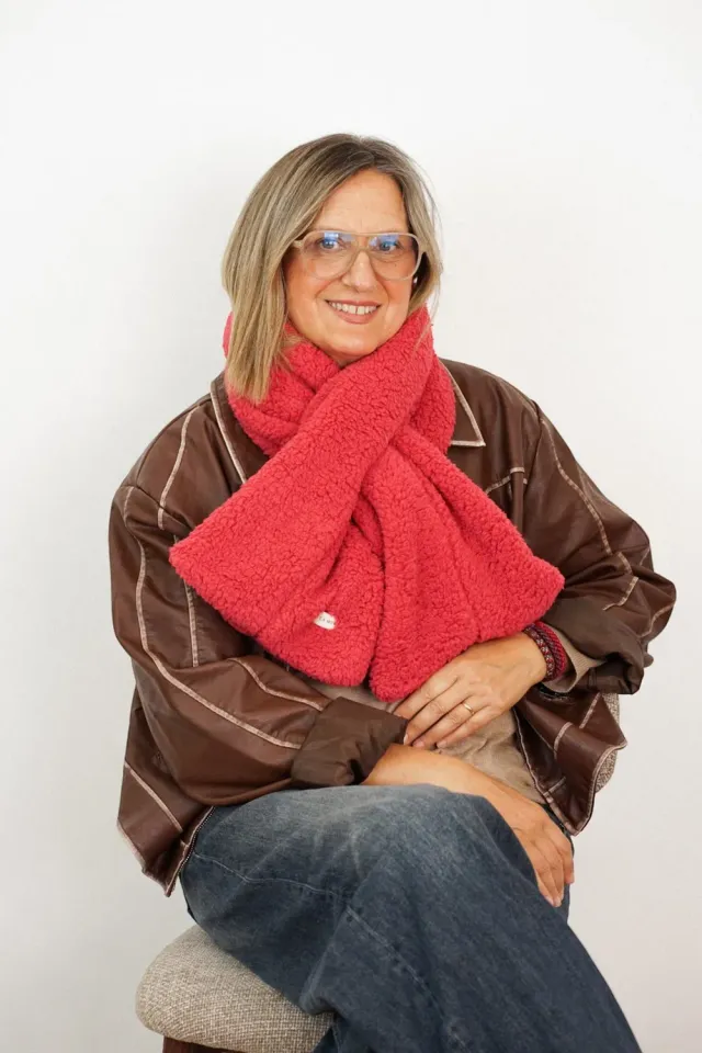 De La Mur Glaciar hals 28x119 cm fuksia plysj