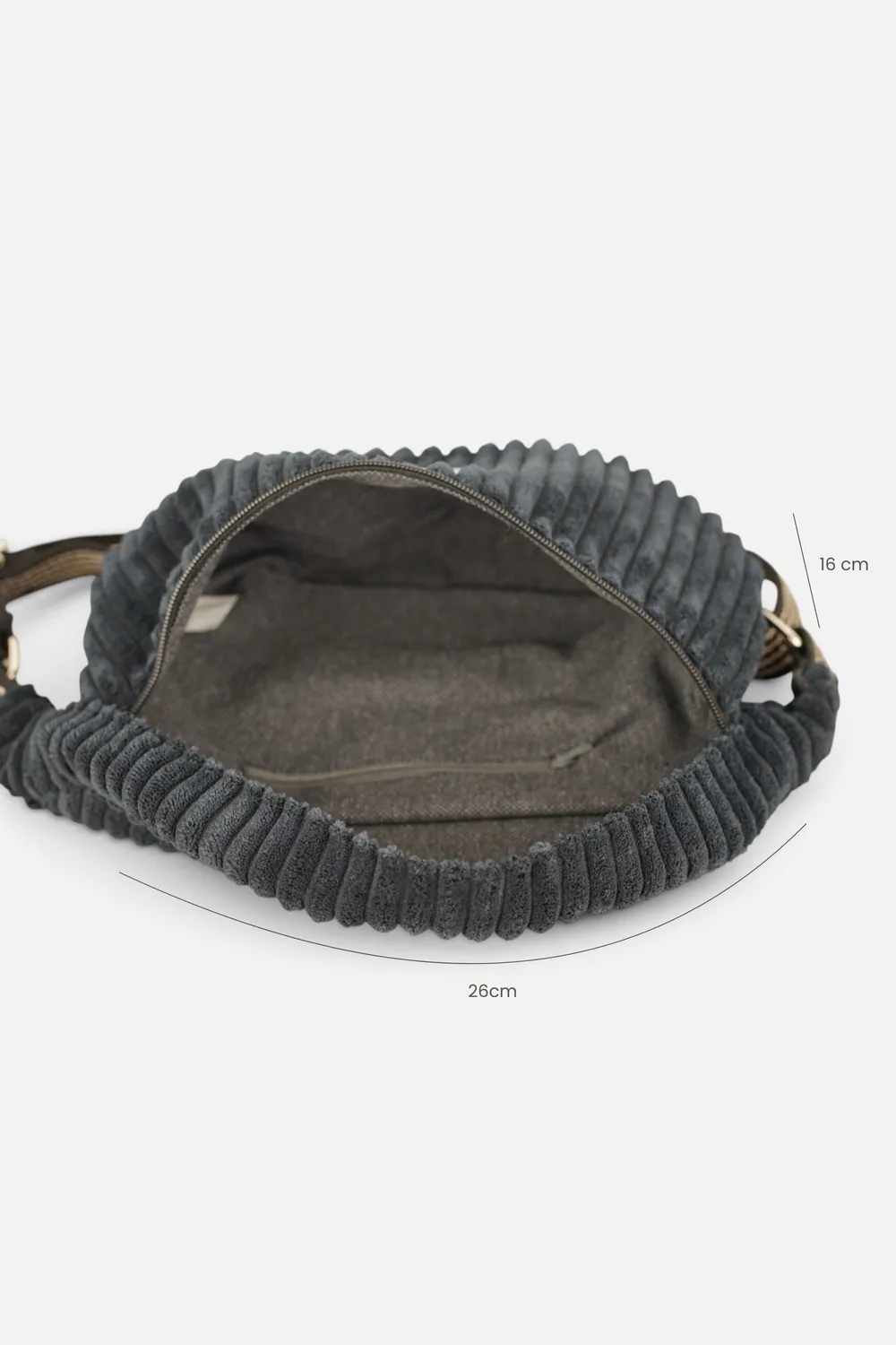 De La Mur Curly rumpetaske 26x16x5 cm svart kordfløyel