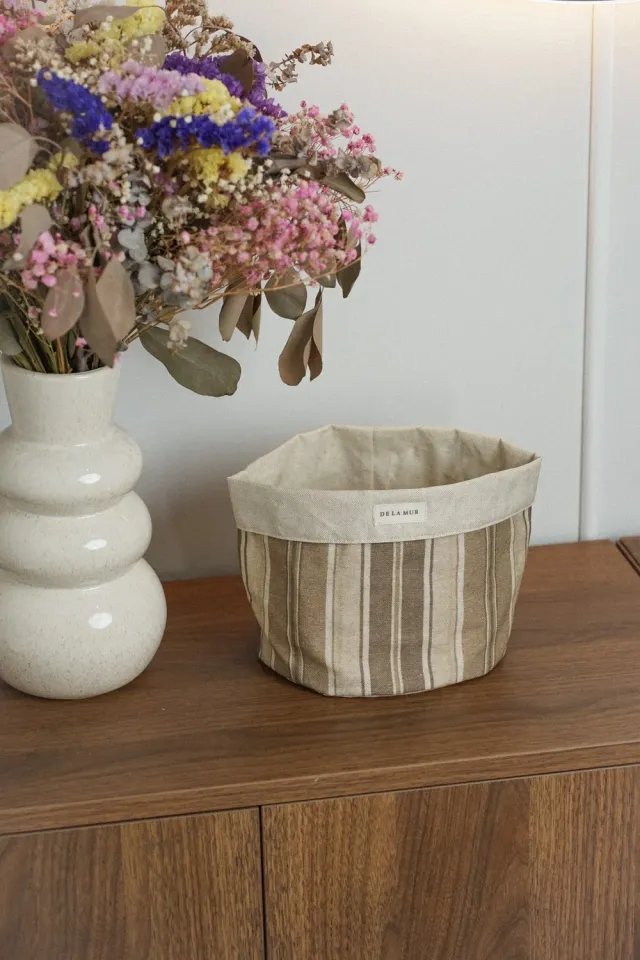 De La Mur Soro oppbevaringskurv 17 cm stripet brun beige