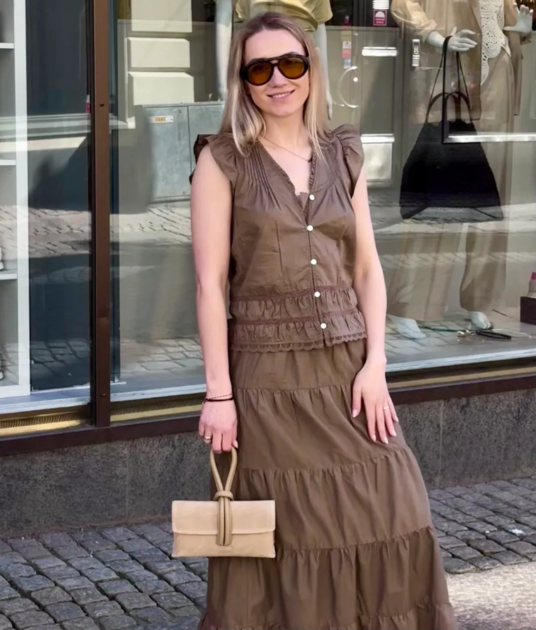Latalia Barletta mockaveske sand 23 cm clutch