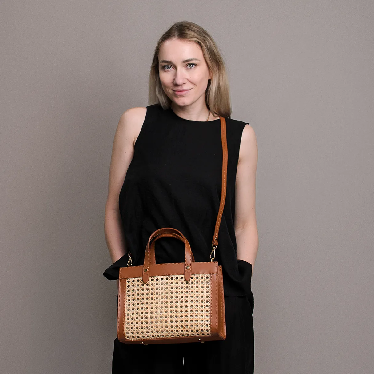 Latalia Bronte veske rotting camel skinn 28 cm