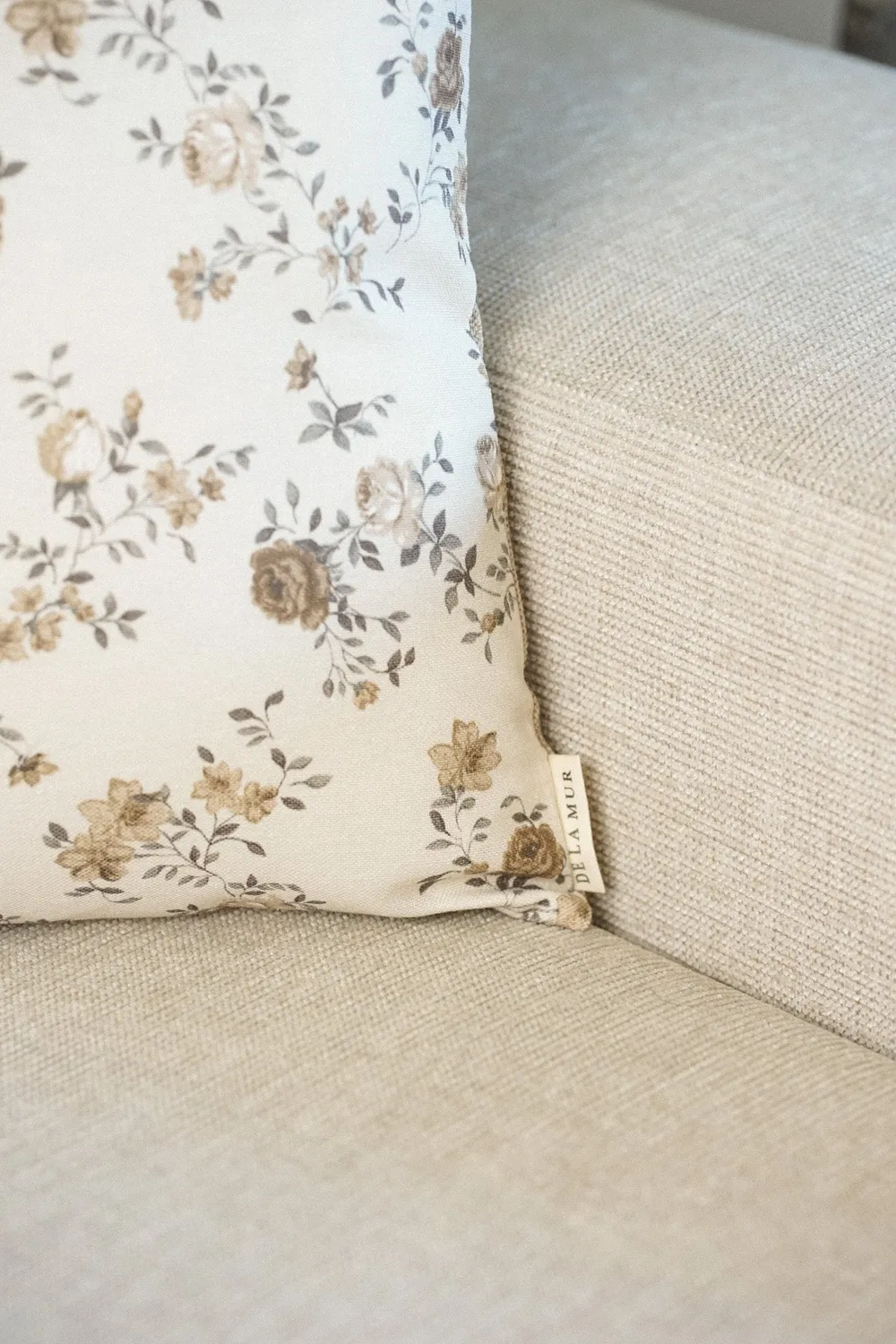 De La Mur Bara putetrekk 45x45 cm beige blomster