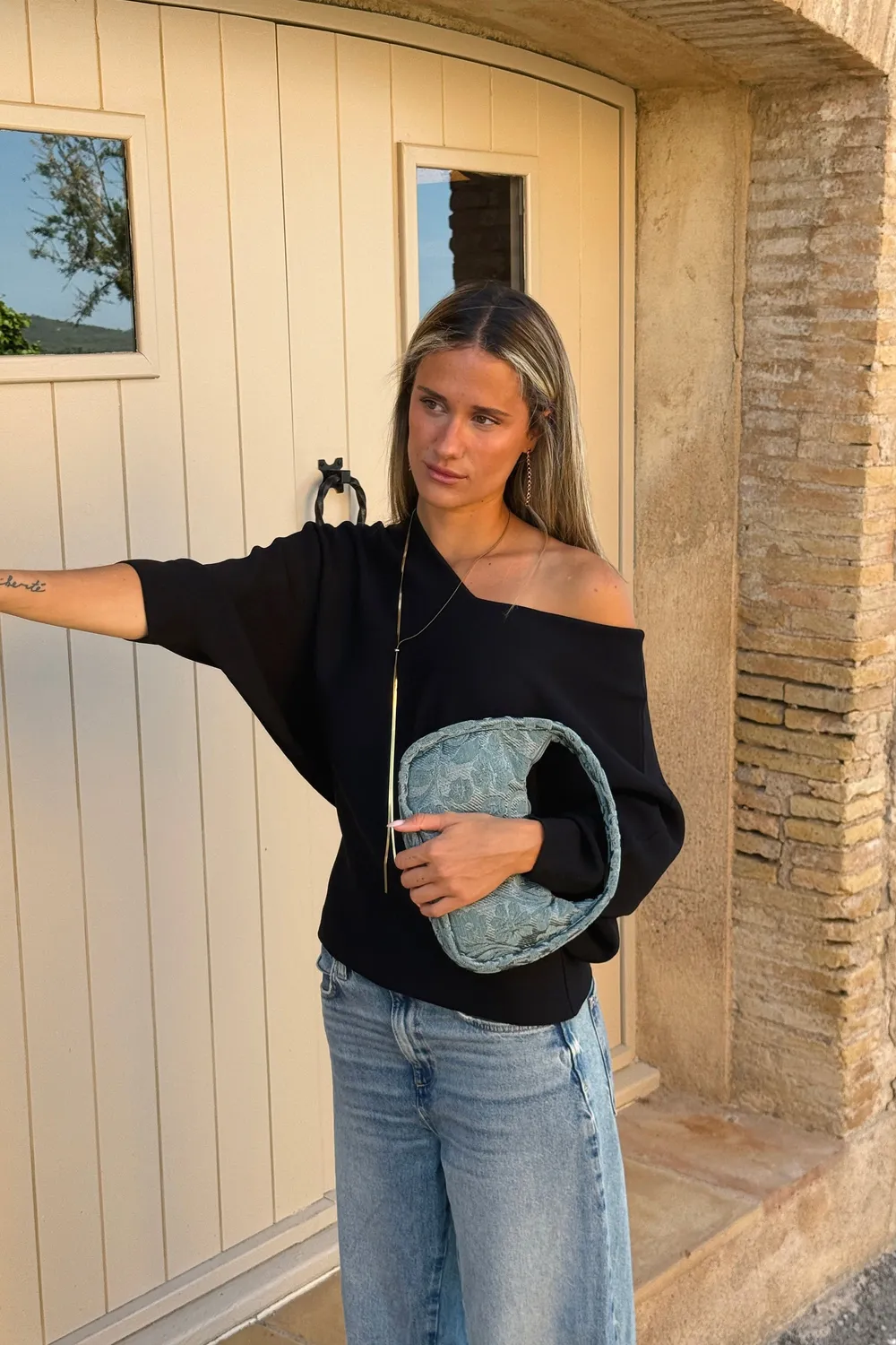 De La Mur Cesca Ovalado selskapsveske blå blomst