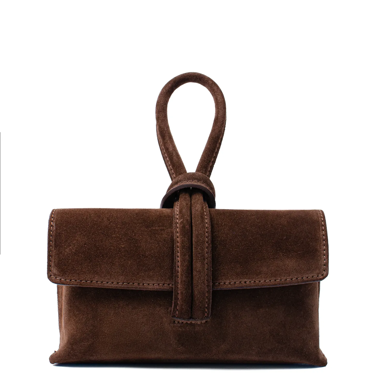 Latalia Barletta clutch sjokoladebrun mocka