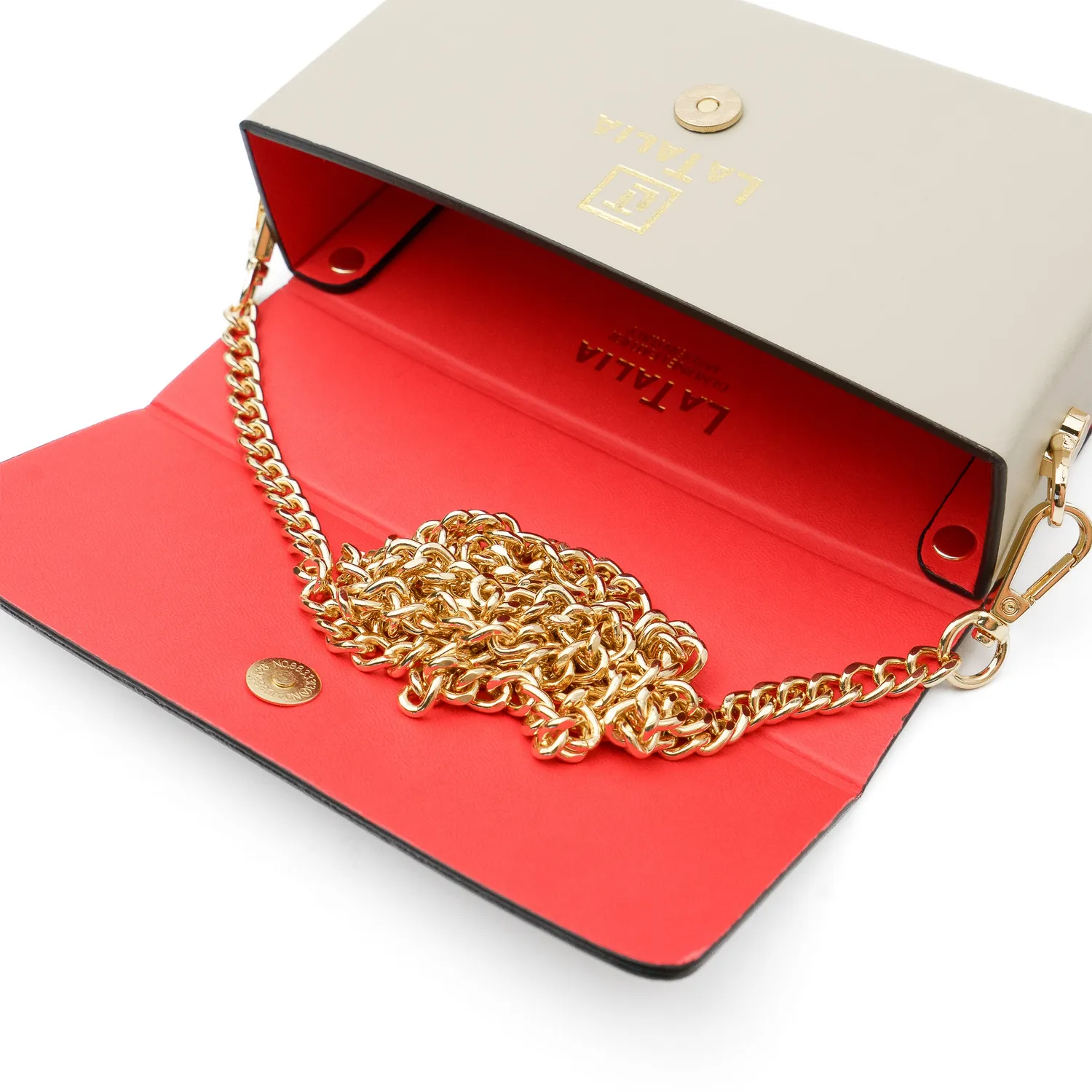 Latalia Fondi clutch lysegrå skinn