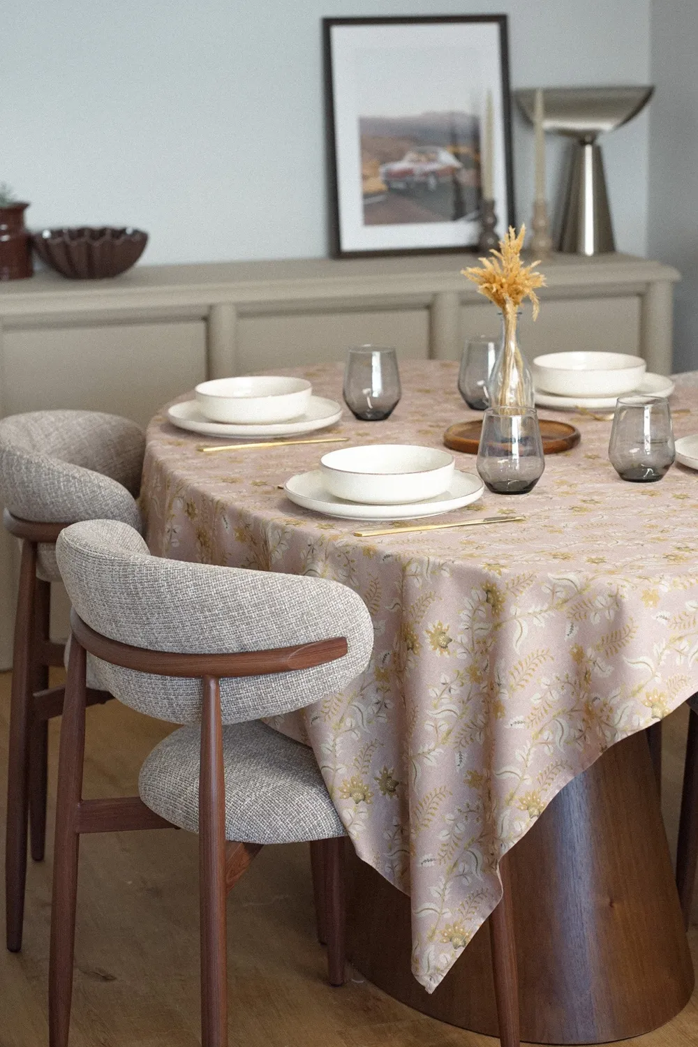 De La Mur Alba duk blomstret 150x150 cm mustard
