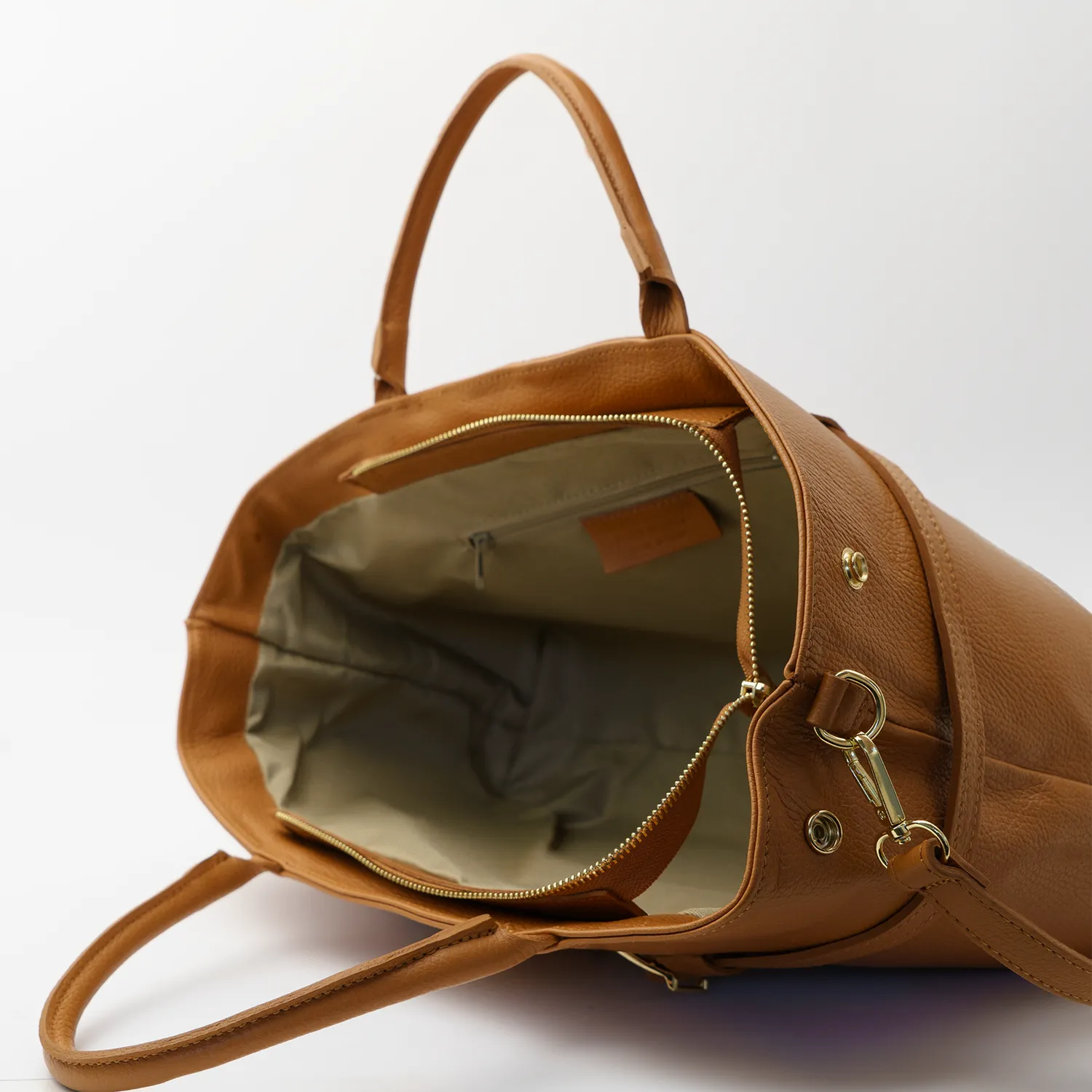 Latalia Pisa-maxi veske beige stor jobb skinn