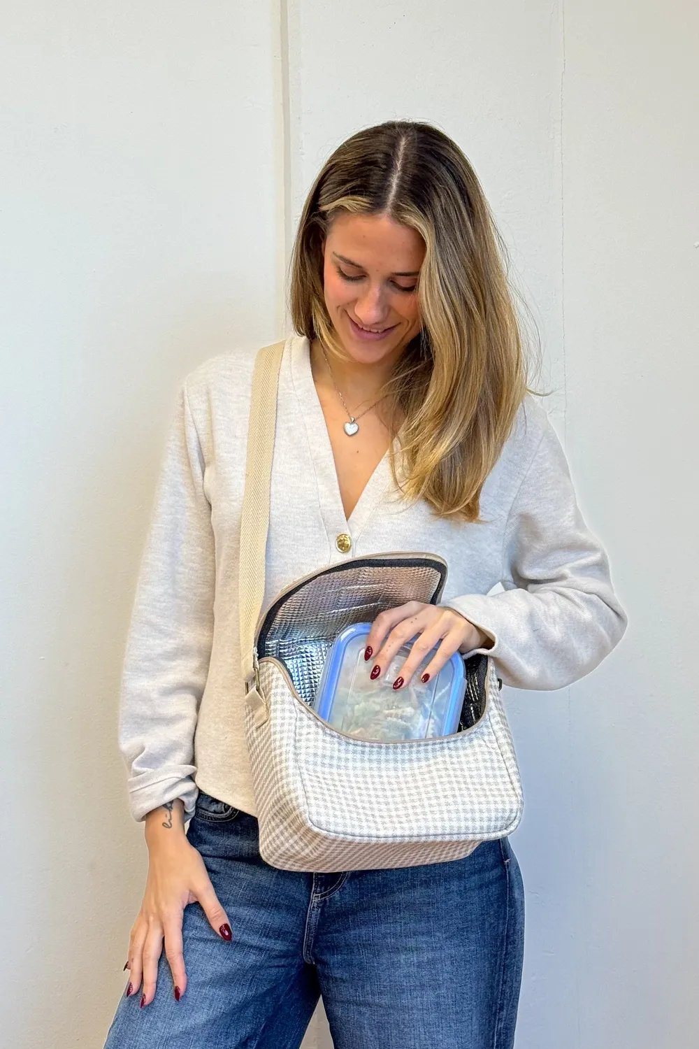 De La Mur Lunch Vison kjølebag 26 cm beige rutet