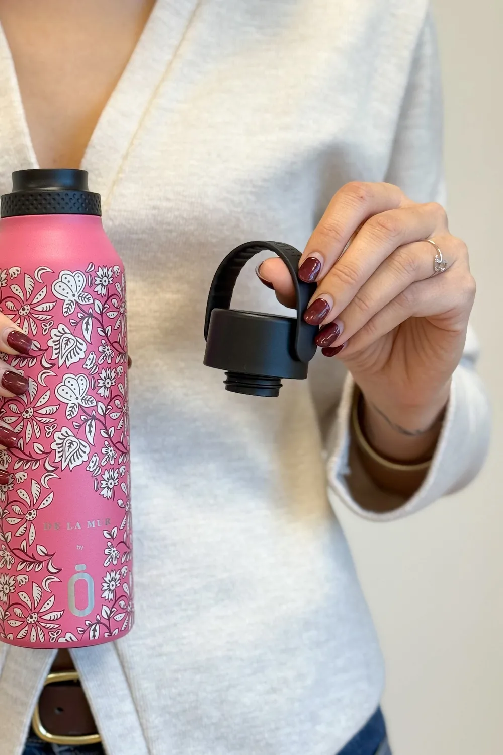 De La Mur Came termoflaske 0,6L rosa blomster stål