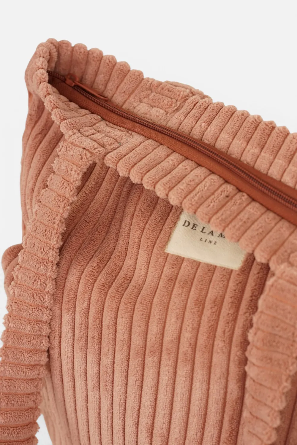 De La Mur Crepe totebag rosa kordfløyel med glidelås