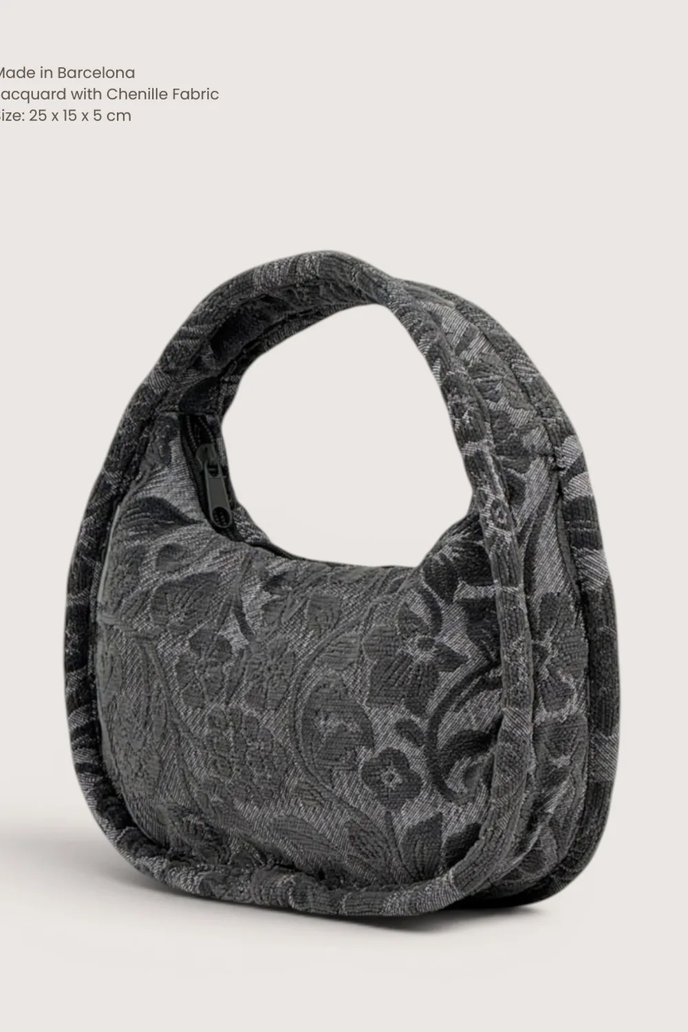 De La Mur Sofi oval selskapsveske grå blomst 25cm