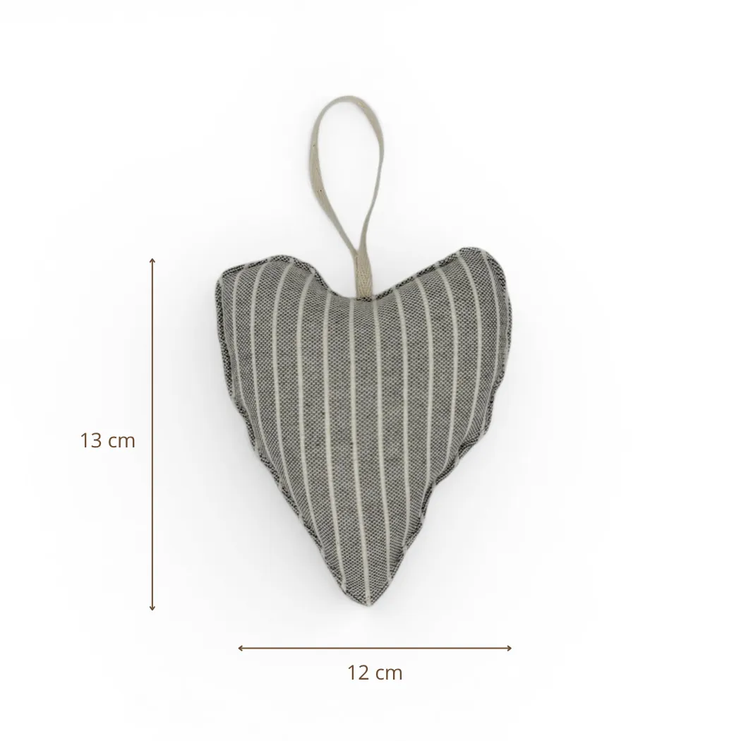De La Mur Corazón Perla hjertepynt 13x12 grå stripet