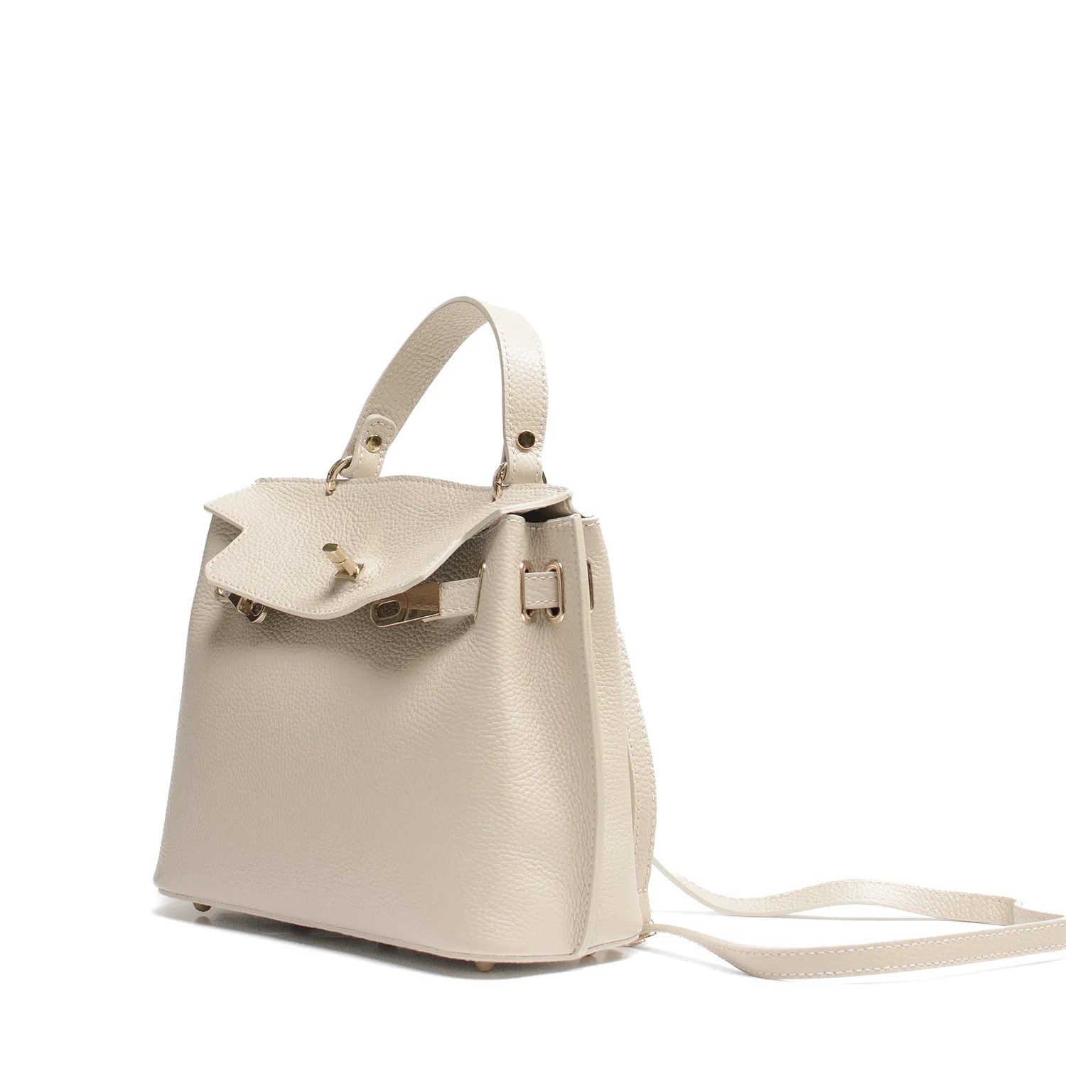 Latalia Rivoli skinnveske beige 27 cm med klaff