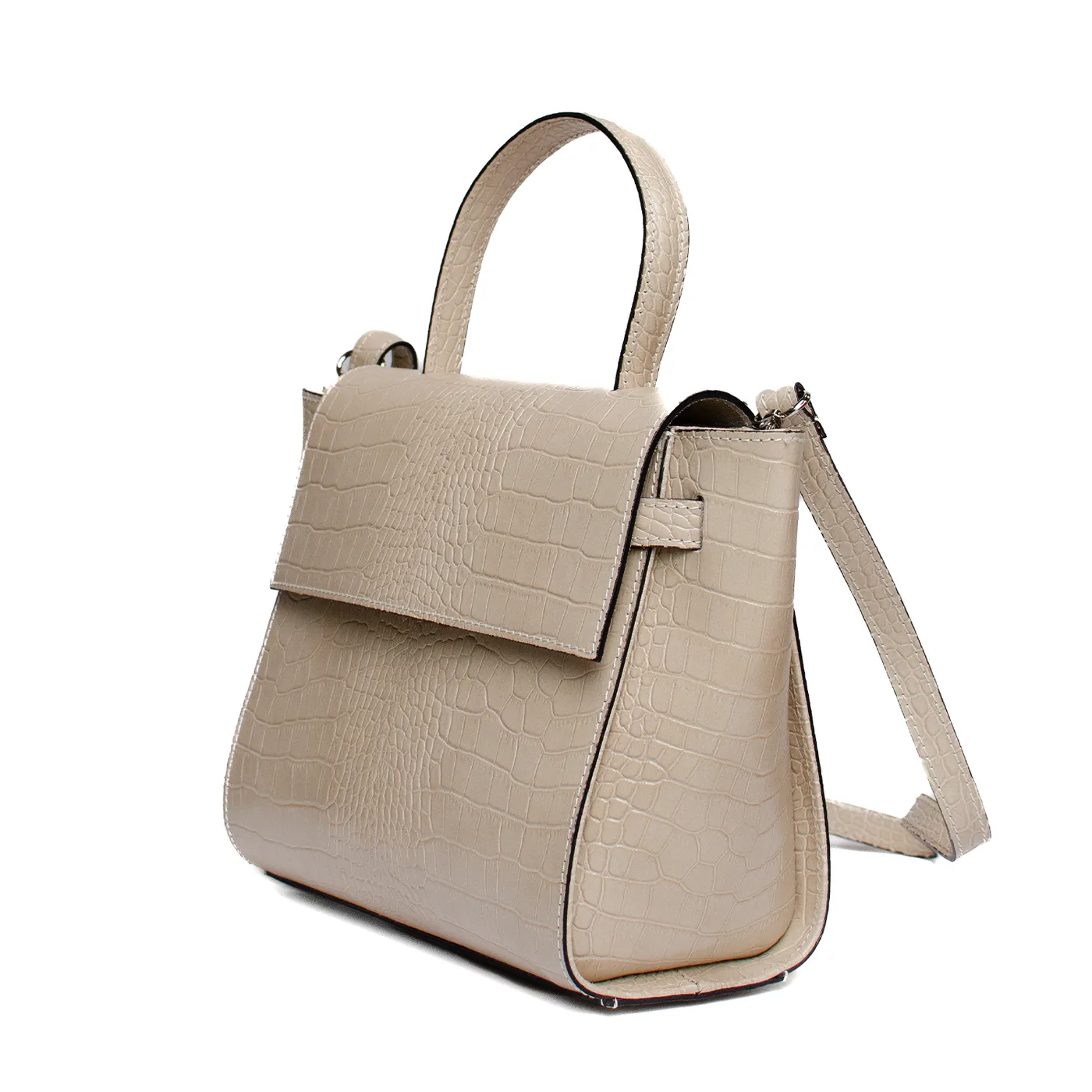 Latalia Arezzo håndveske croco beige ekte skinn