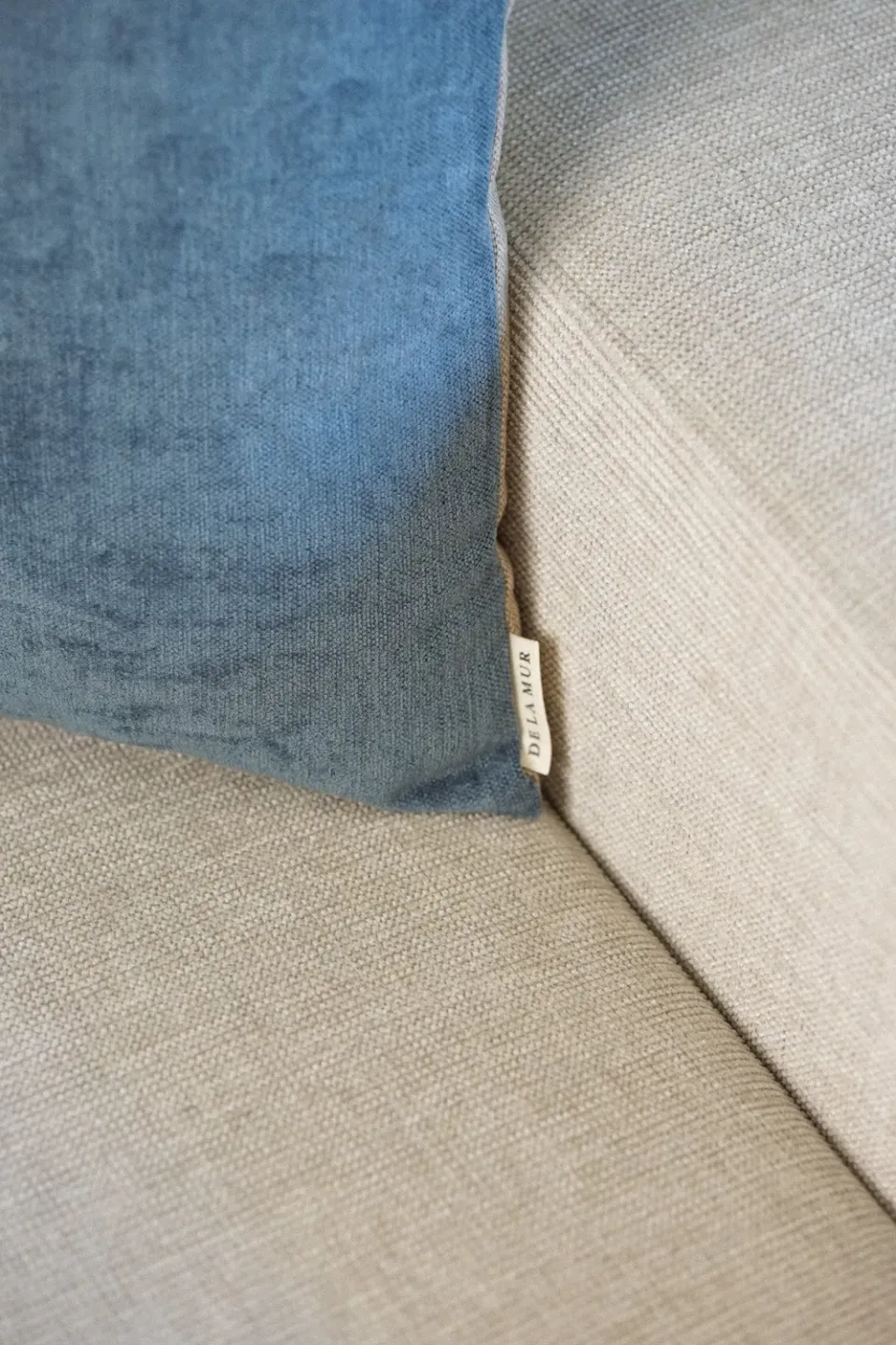 De La Mur Blau putetrekk blå og beige bomull