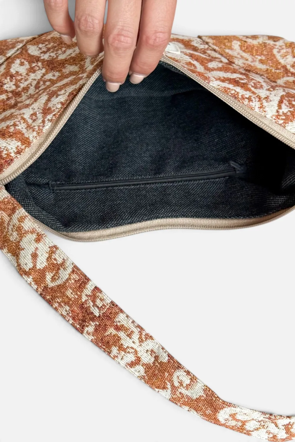 De La Mur Mosti skulderveske terrakotta jacquard