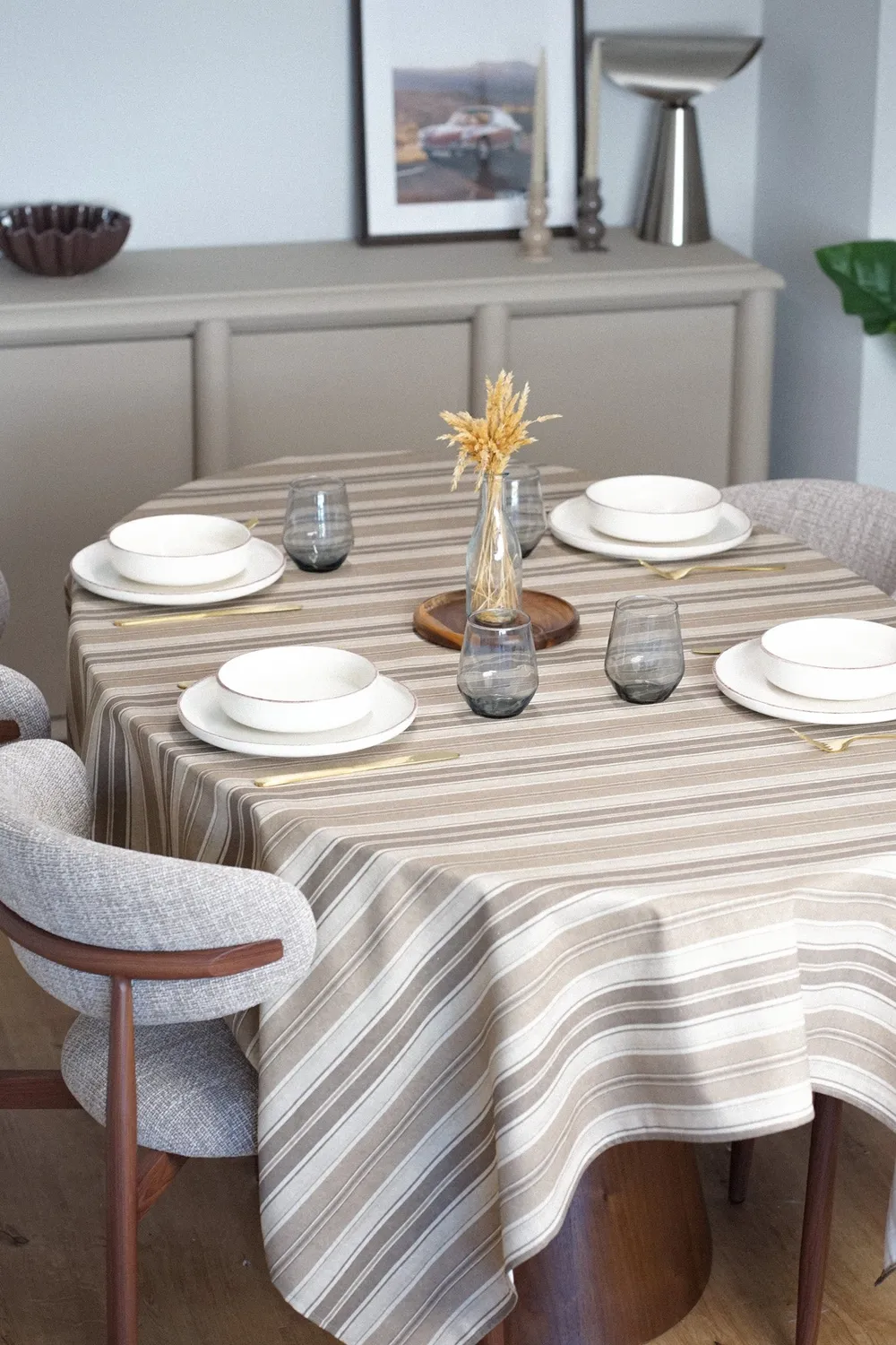 De La Mur Soro duk 200x150 stripet beige