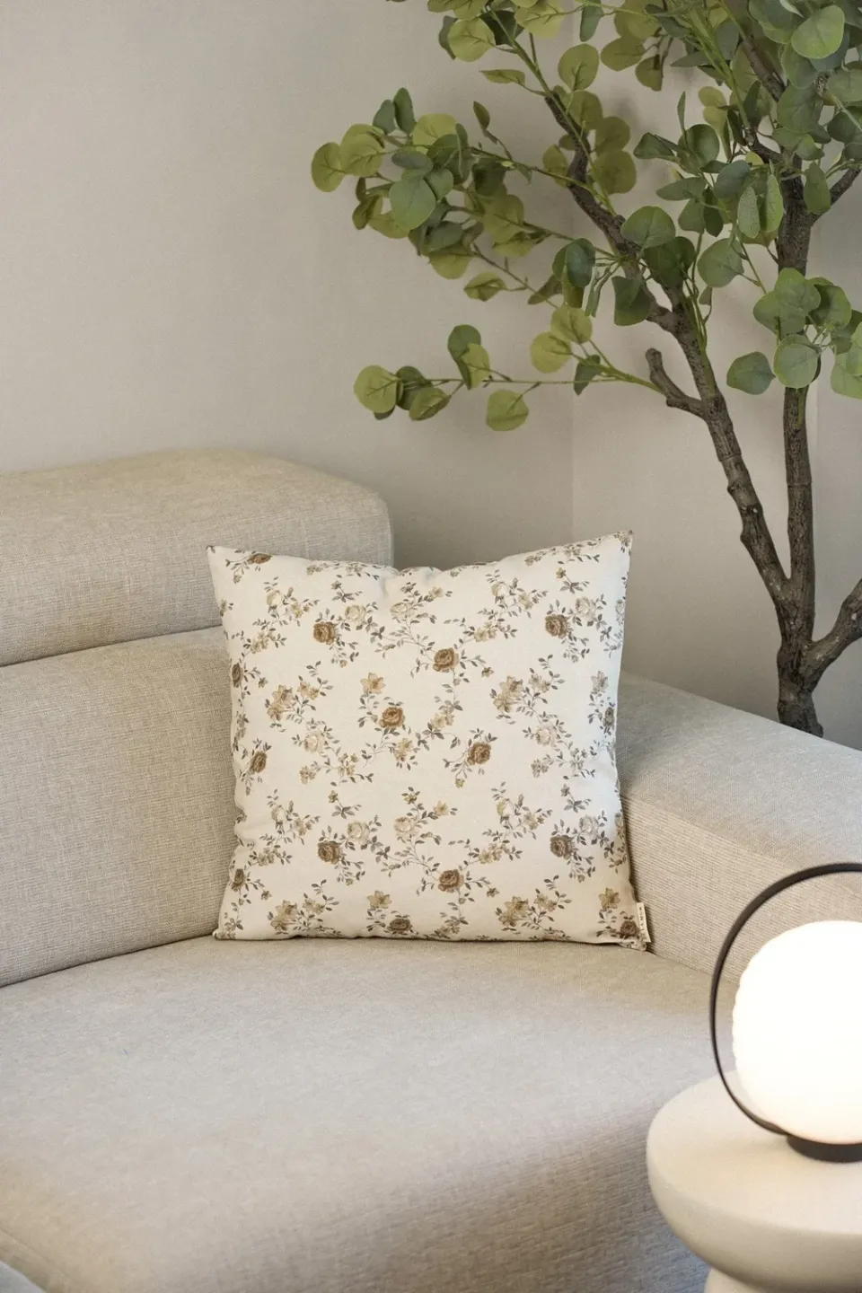 De La Mur Bara putetrekk 45x45 cm beige blomster