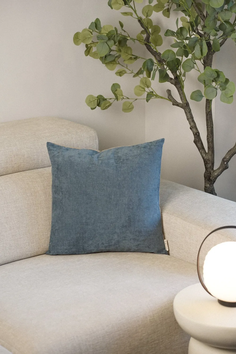 De La Mur Blau putetrekk blå og beige bomull