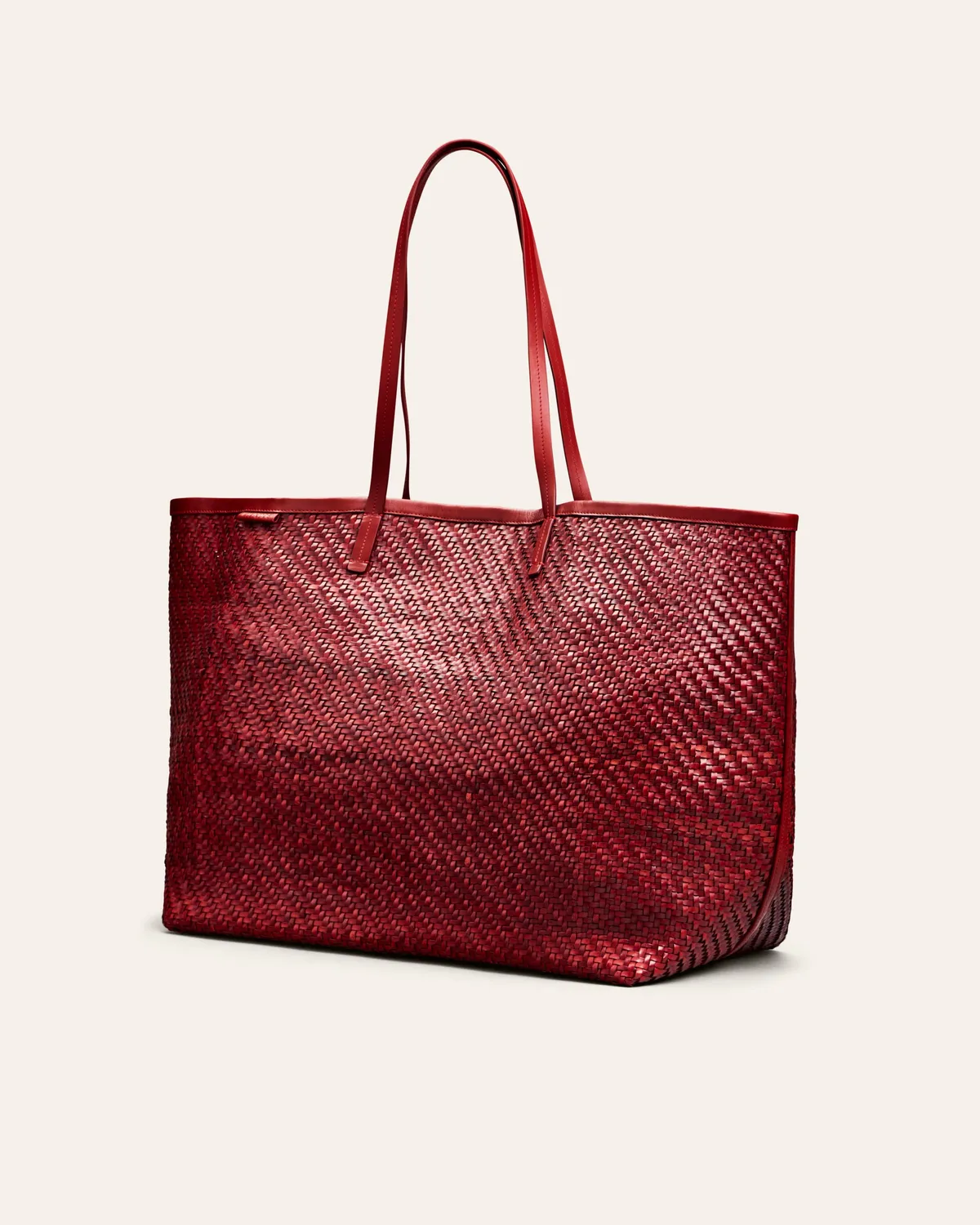 Calajade Isai XL shopper Falu Red flettet saueskinn